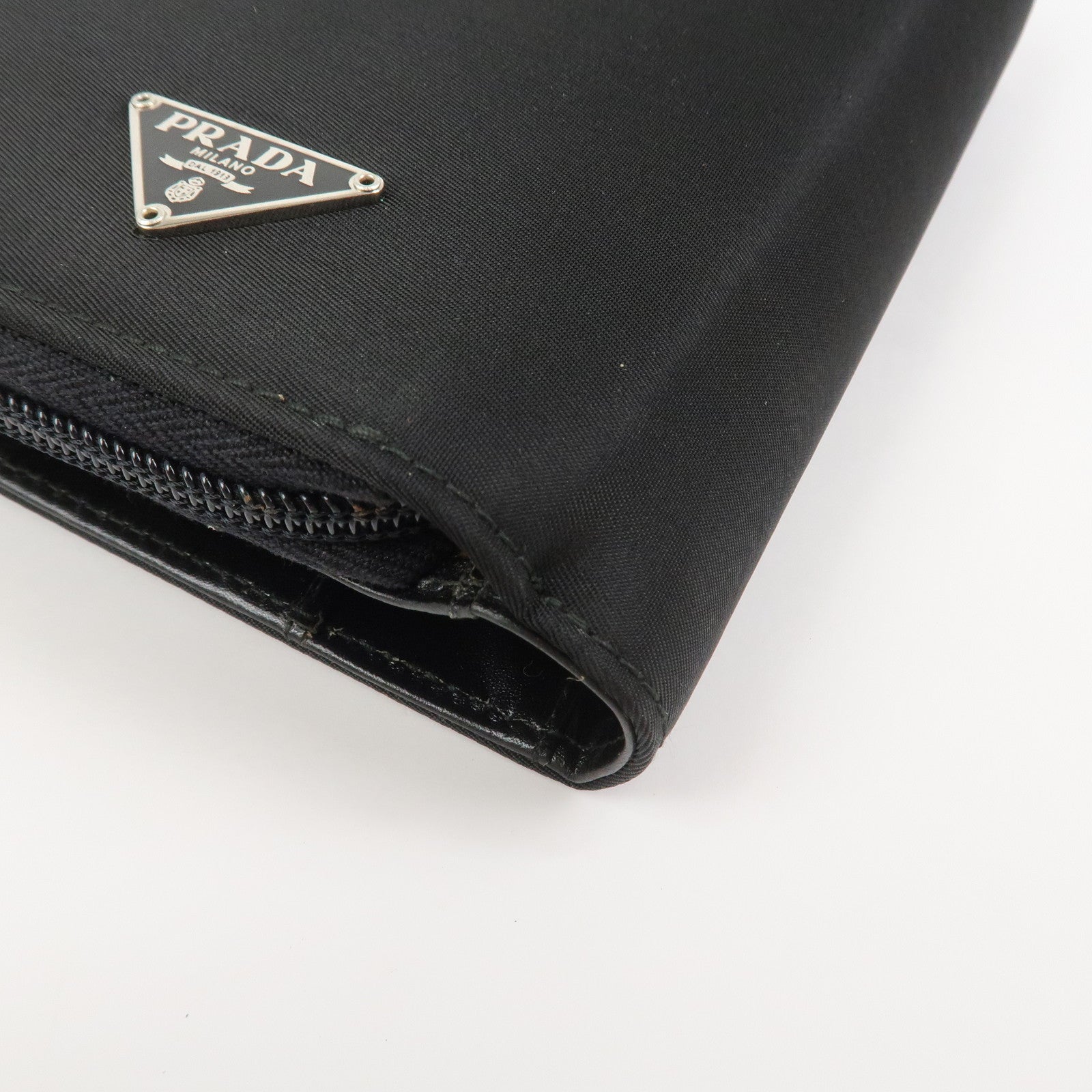 PRADA Triangle Logo Nylon Leather Planner Cover Agenda Cover Black