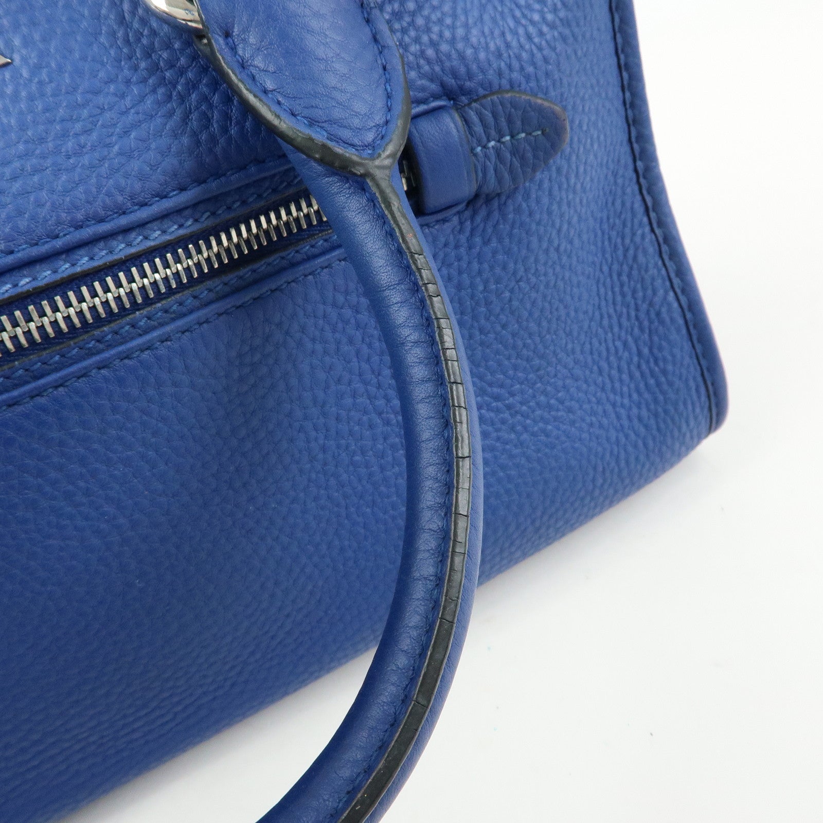 PRADA Leather 2Way Bag Hand Bag Shoulder Bag Blue BL0805