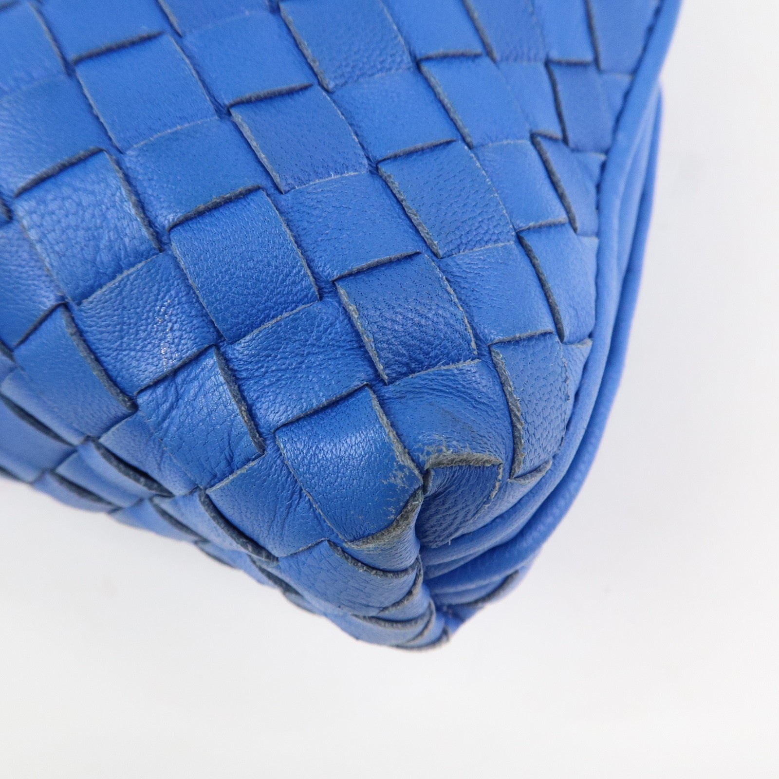 BOTTEGA VENETA Intrecciato Leather Shoulder Bag Blue