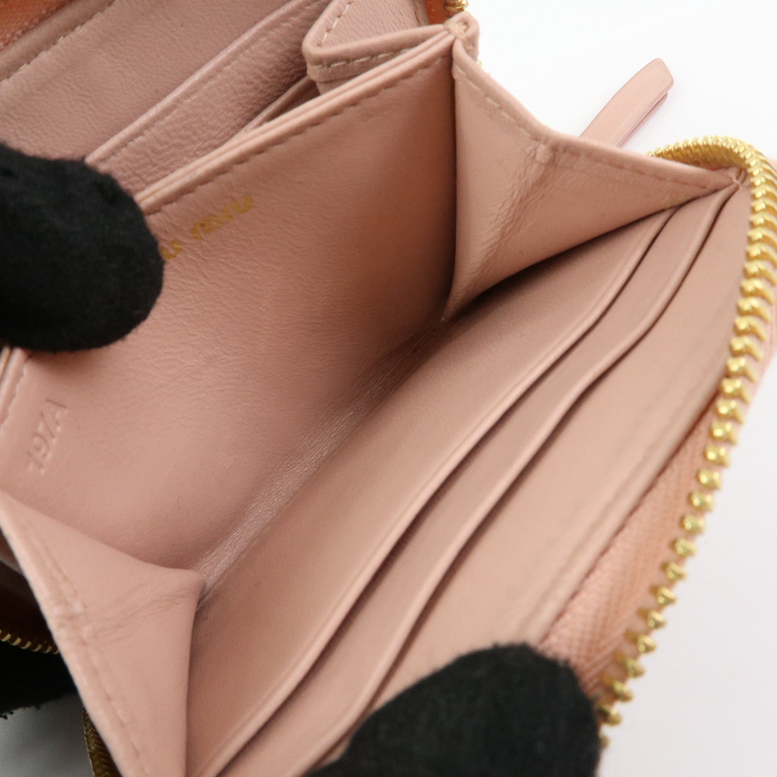 MIU MIU Matelasse Nappa Leather Compact Zippy Wallet Pink