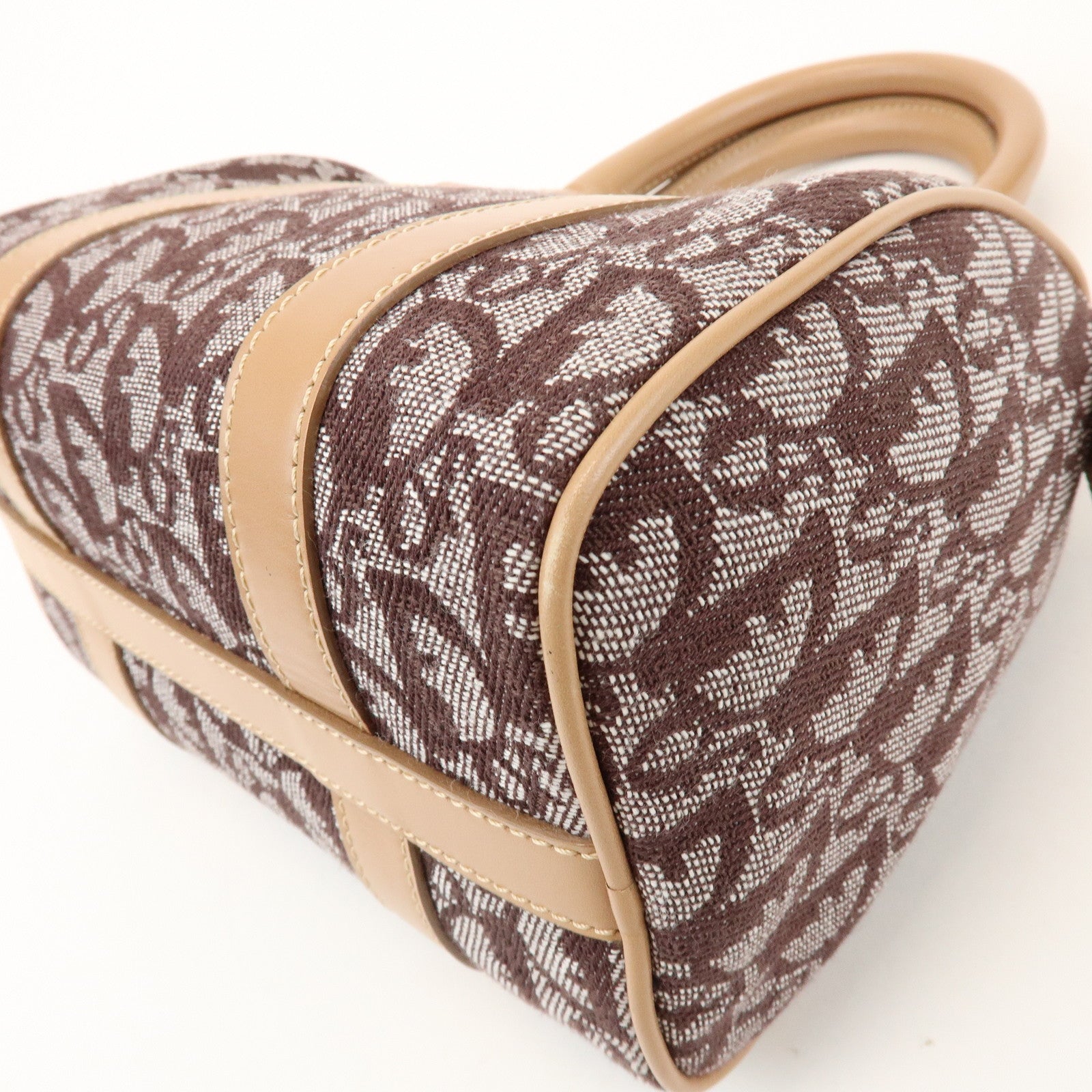 Christian Dior Trotter Jacquard Canvas Leather Mini Boston Hand Bag