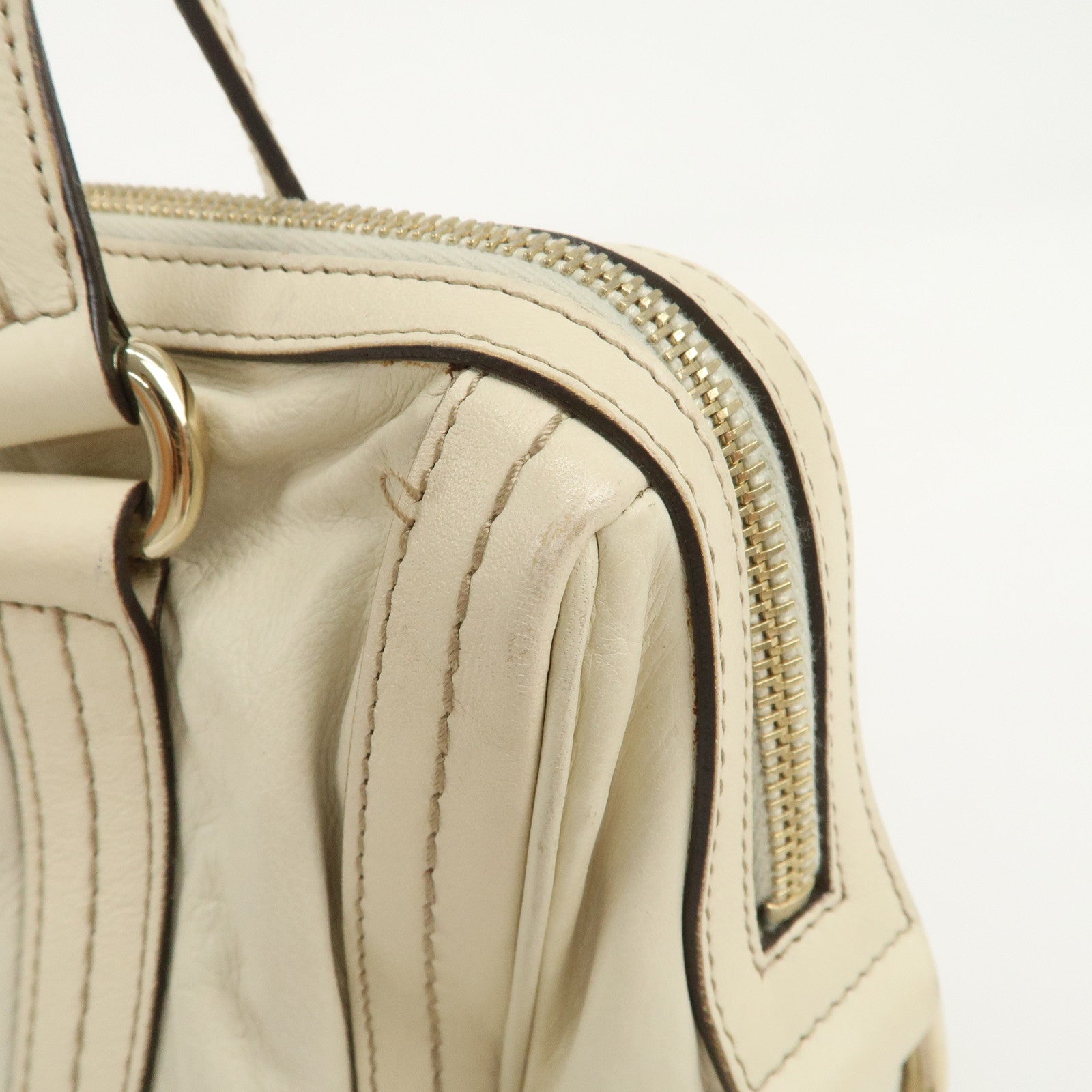GUCCI Historia Interlocking G Leather Mini Boston Bag Ivory 181487