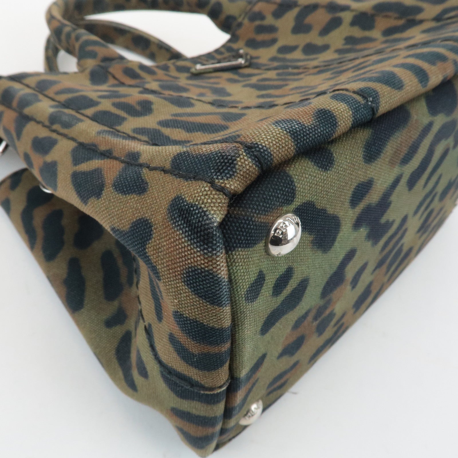 PRADA Canapa Canvas 2Way Bag Hand Bag Shoulder Bag Camouflage B2642B Used