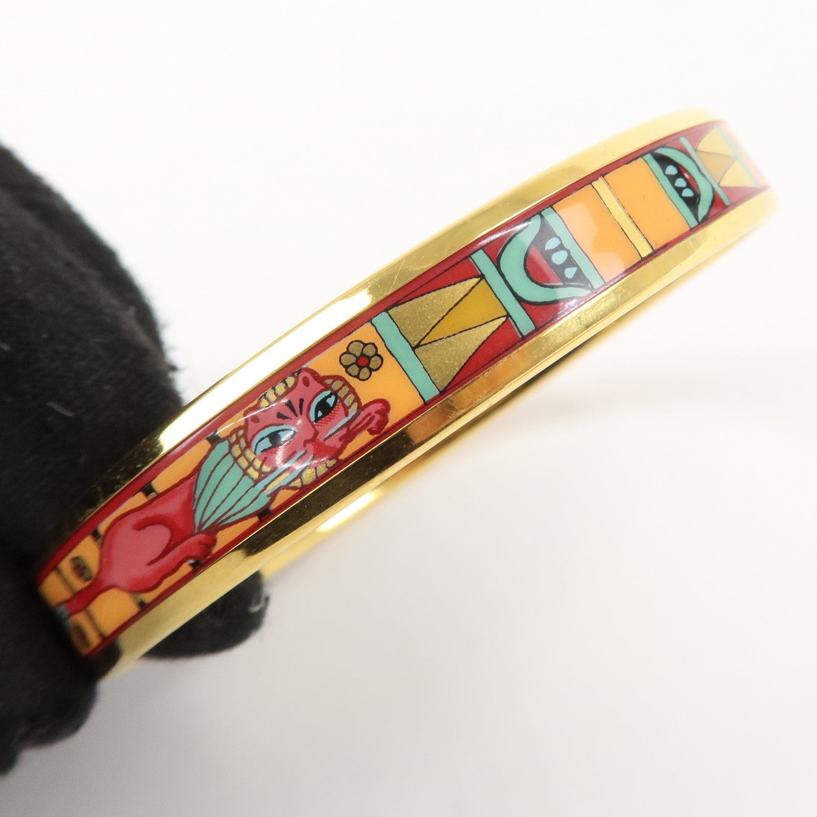 HERMES Email PM Bangle Bracelet Cloisonne Enamel Z Stamped Multicolor Used