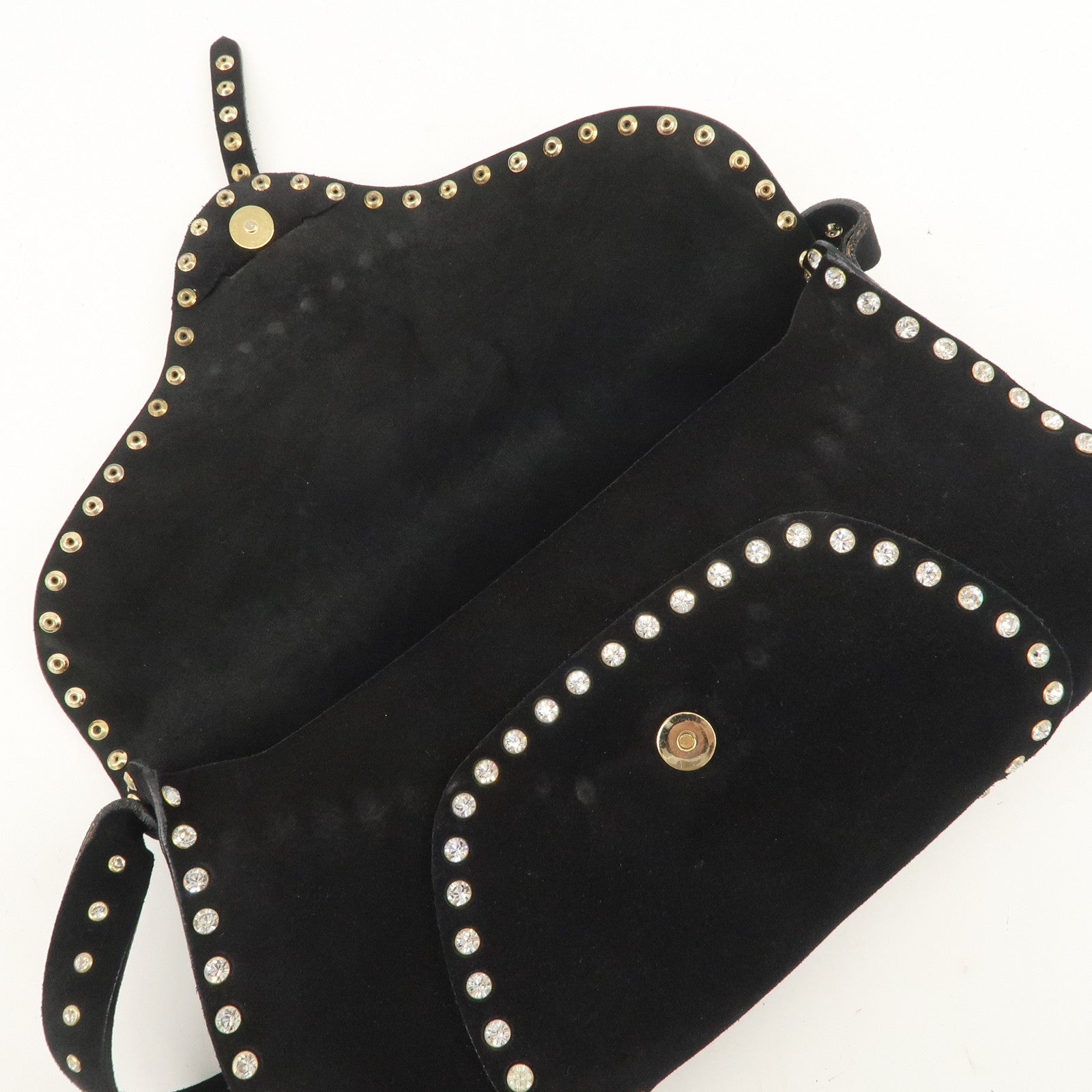 CELINE Paulbot Suede Shoulder Bag Hand Bag Black Used