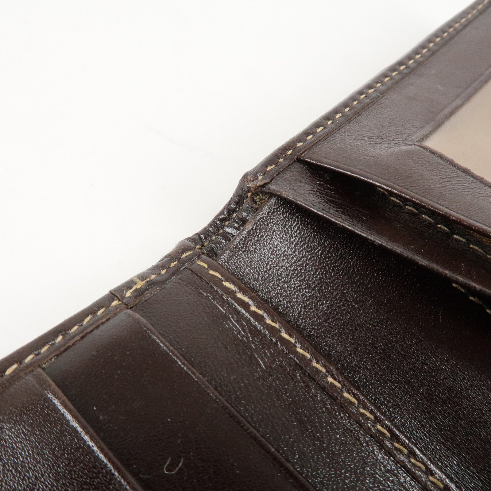 FENDI Zucca Canvas Leather Bi-Fold Wallet Brown Black Used