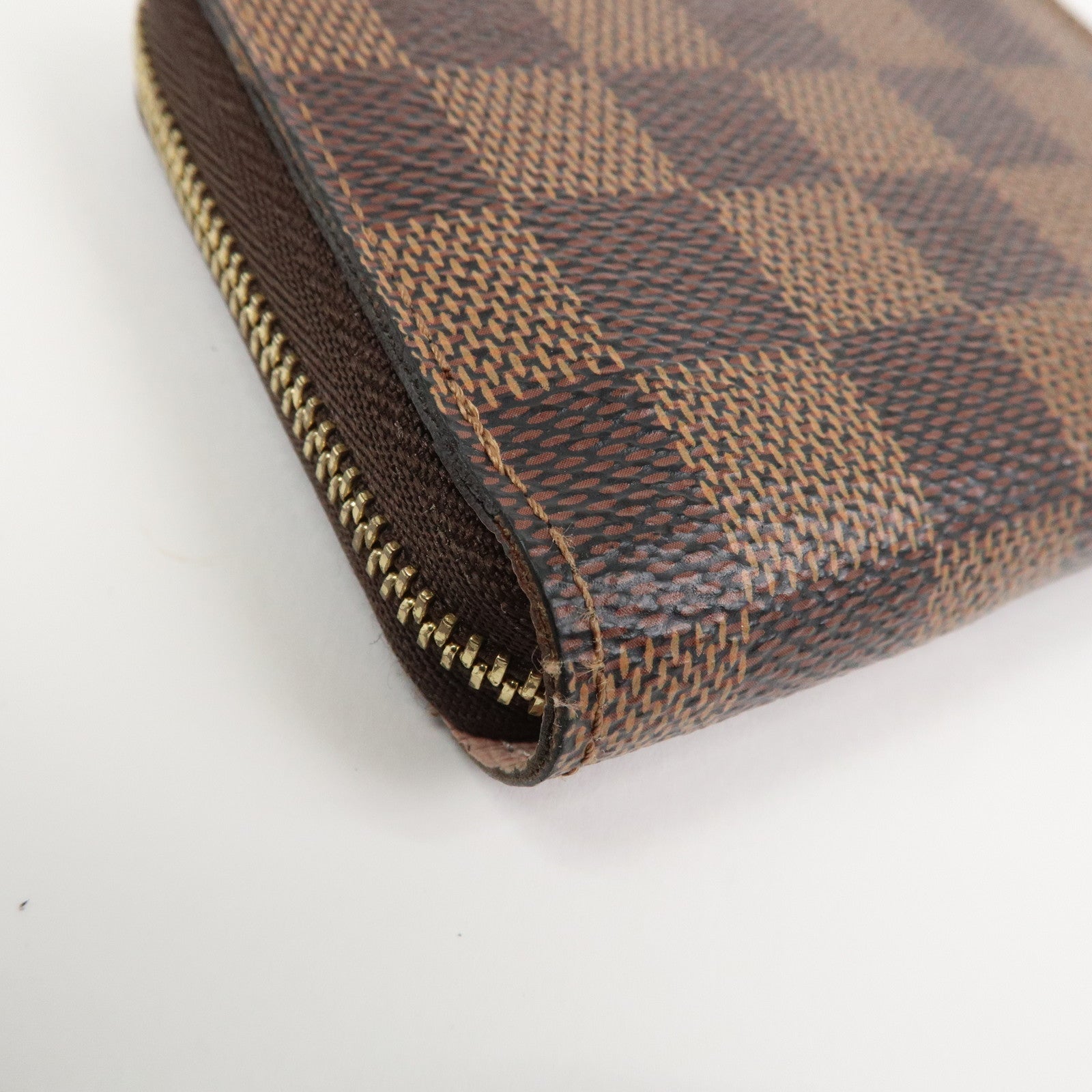 Louis Vuitton Damier Canvas Zippy Round Coin Case Coin Pourse Brown N60213