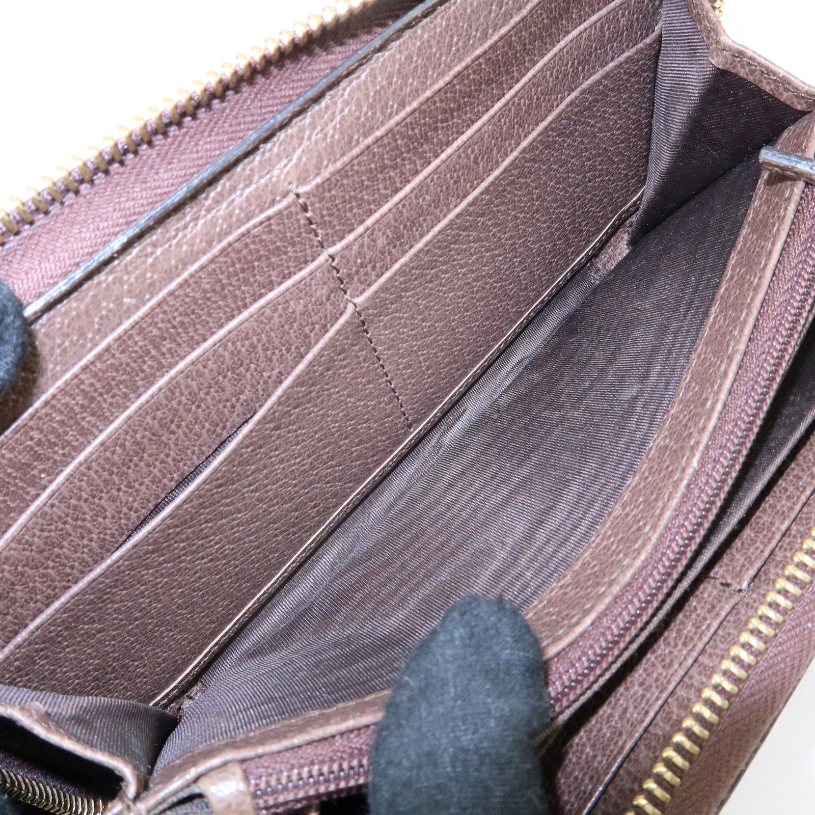 GUCCI Ophidia Sherry GG Supreme Leather Round Zippy Wallet 523154