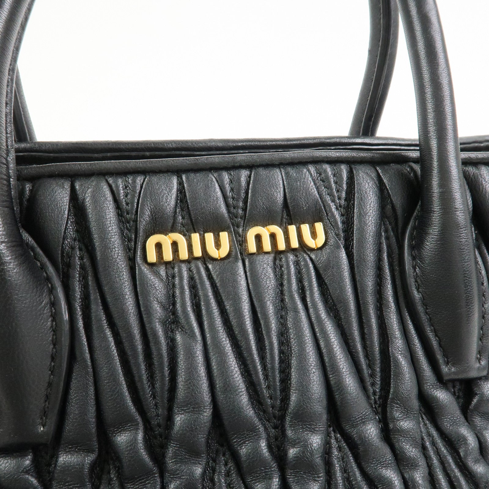 MIU MIU Matelasse Leather 2Way Bag Hand Bag Black RN1069