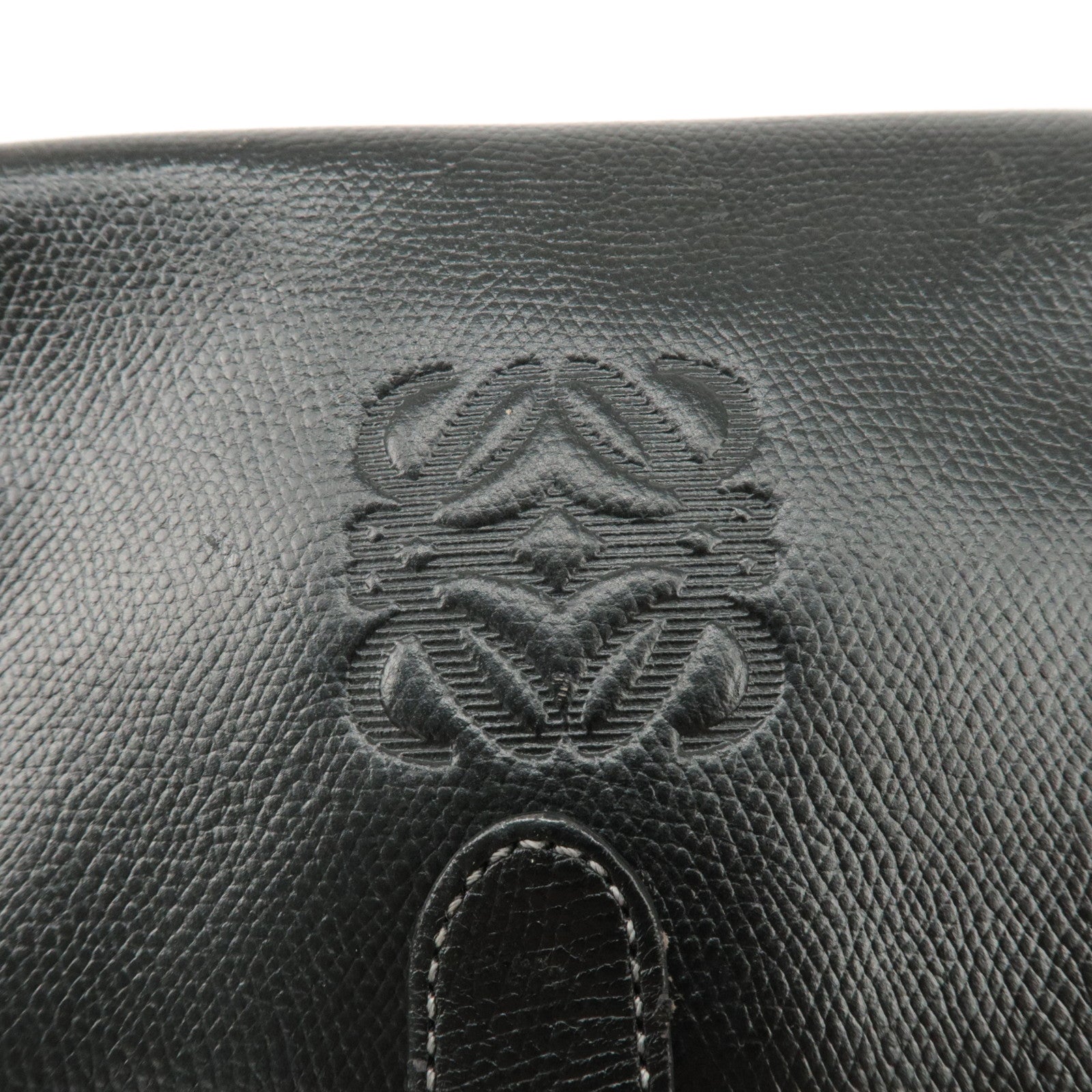 LOEWE Anagram Leather Shoulder bag Black Gold Hardware Used