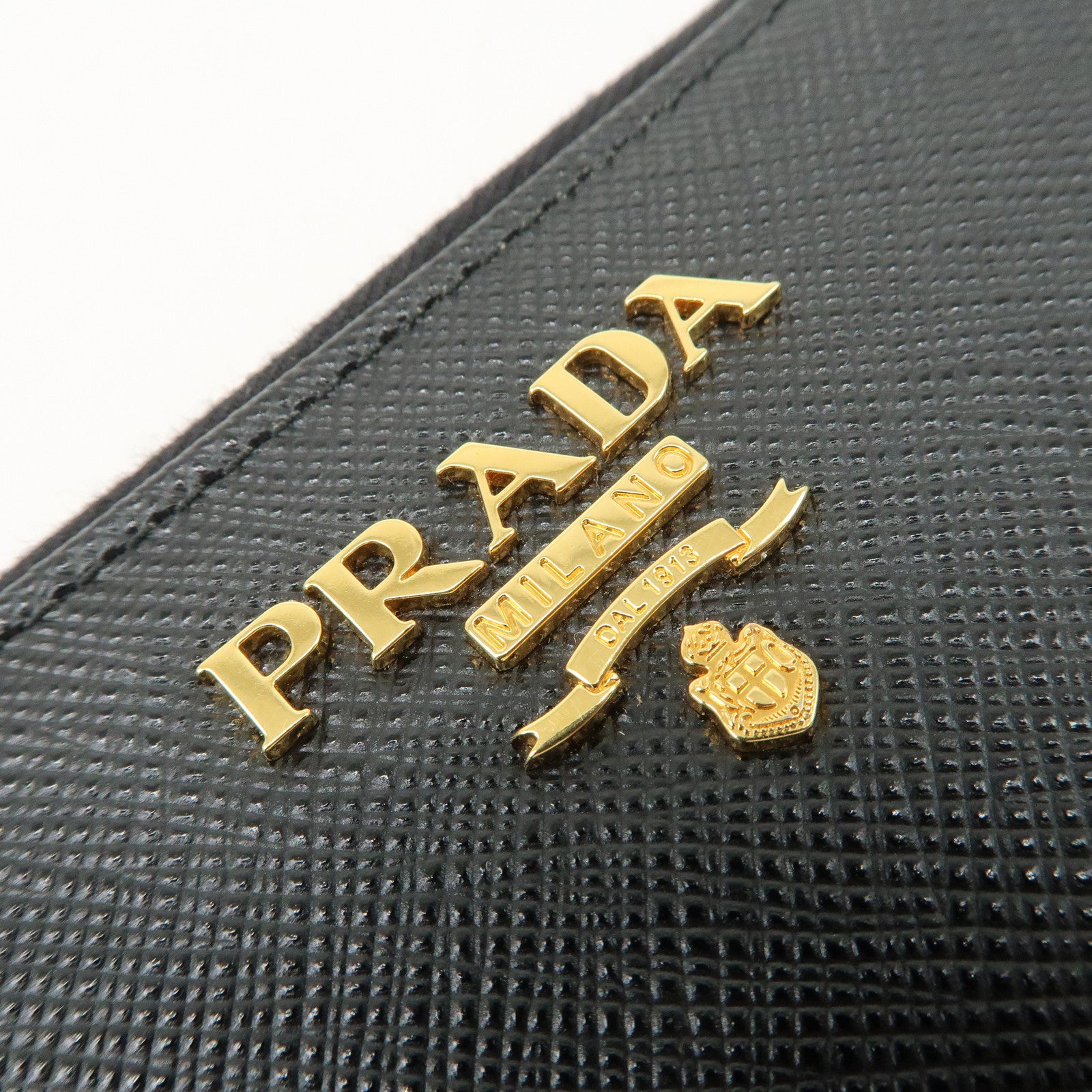 PRADA Logo Saffiano Leather Round Zippy Wallet Black 1MM268