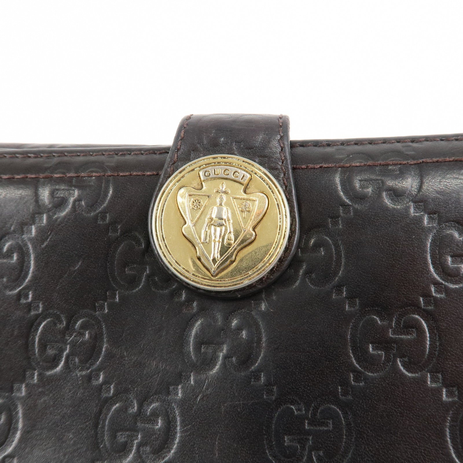 GUCCI Set of 3 Leather Long Wallet Round Zippy Wallet Bi-fold Wallet Dark Brown Pink Used