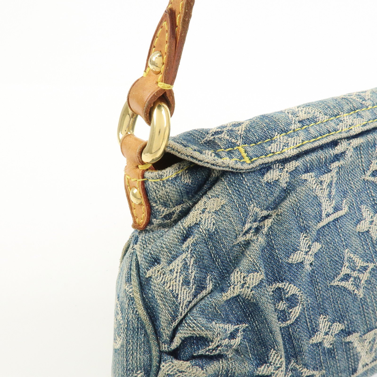 Louis Vuitton Monogram Denim Mini Pleaty Shoulder Bag Blue M95050