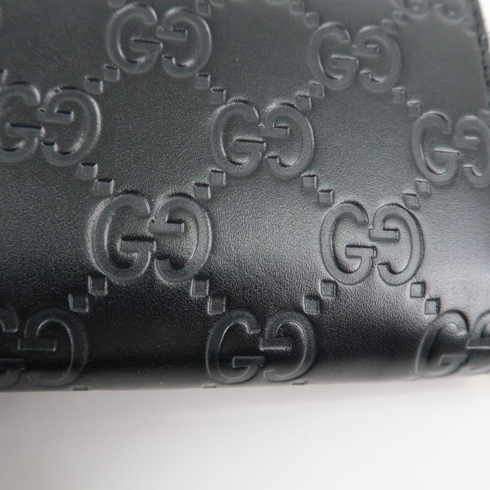 GUCCI Guccissima Leather Card Case Card Holder Black 447939 Used