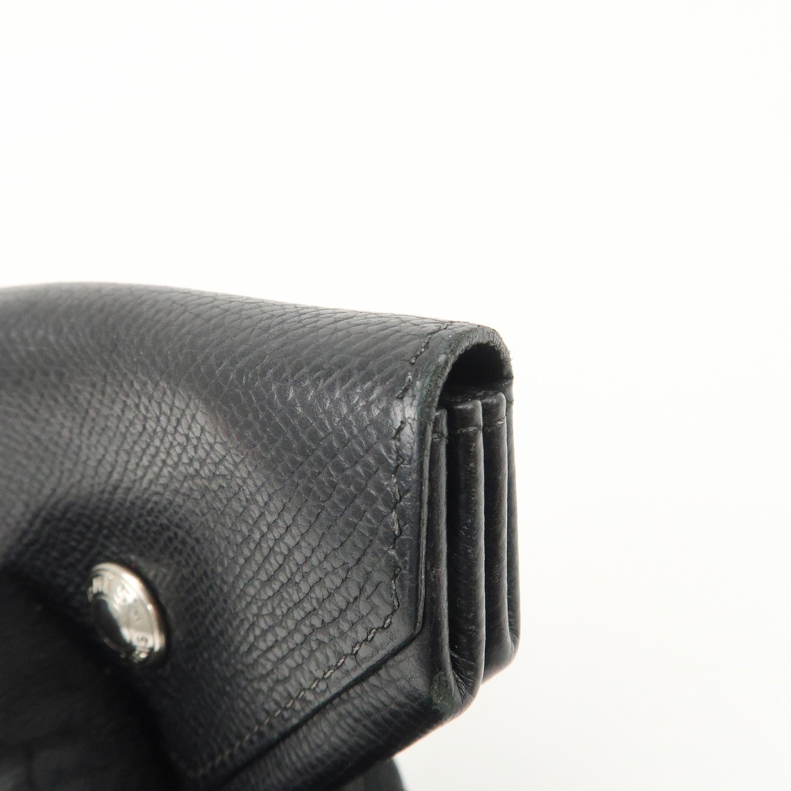 HERMES Ruban Quatre Vo Epson I Stamped Coin Case Black Silver HDW Used