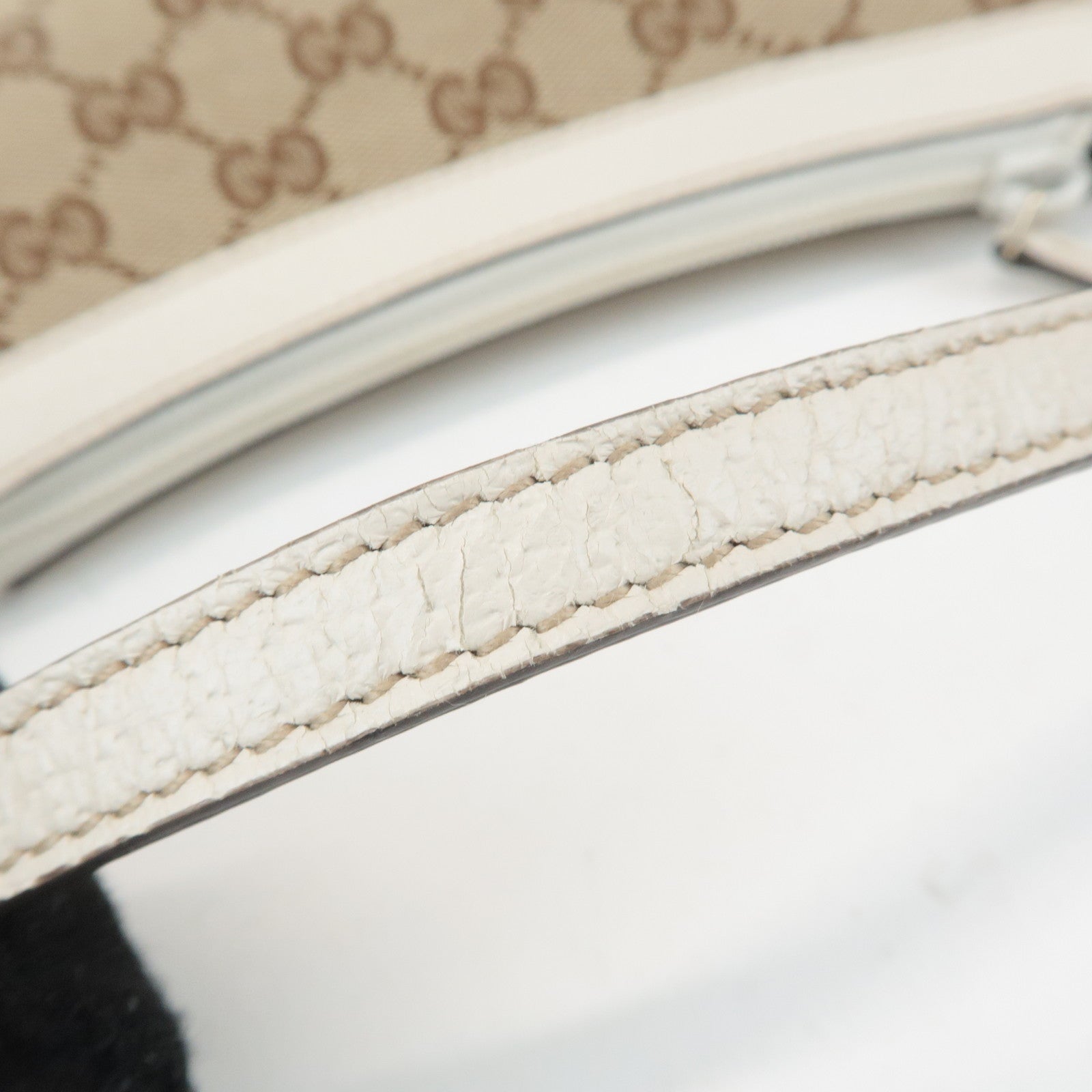 GUCCI GG Canvas Leather Accessory Pouch Hand Bag Beige Ivory 154432 Used