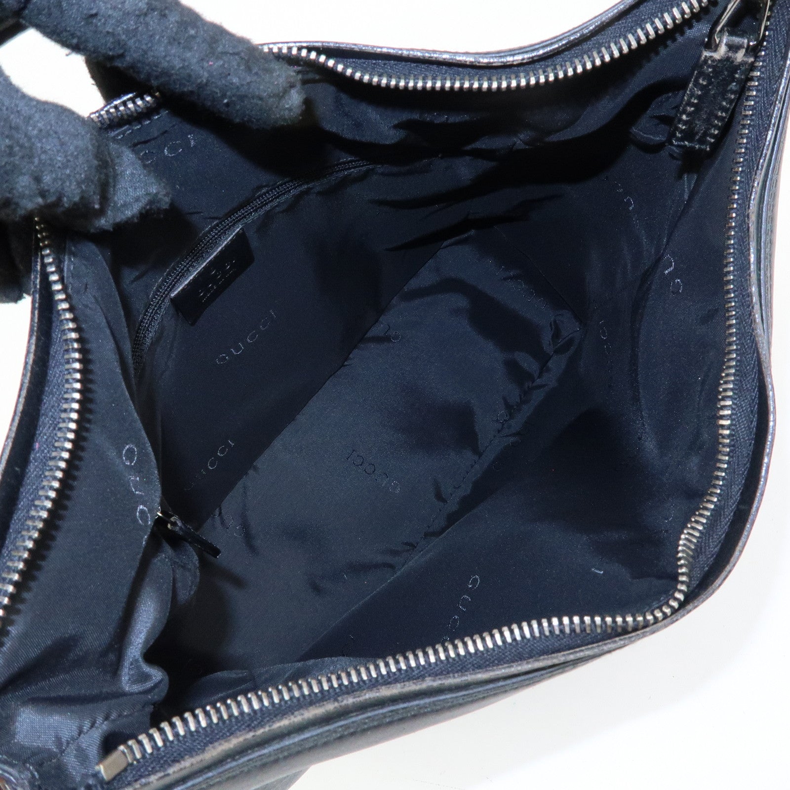 GUCCI Logo Leather Shoulder Bag Hand Bag Black 001.3766