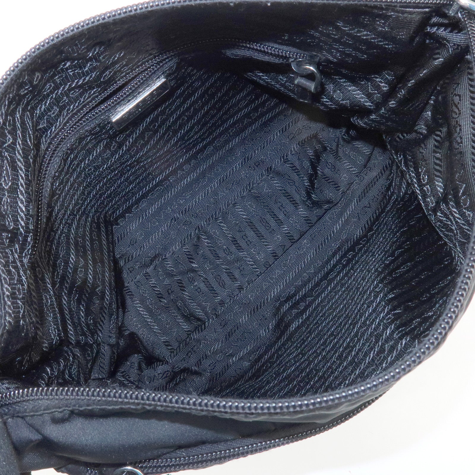 PRADA Triangle Logo Nylon Leather Shoulder bag Black