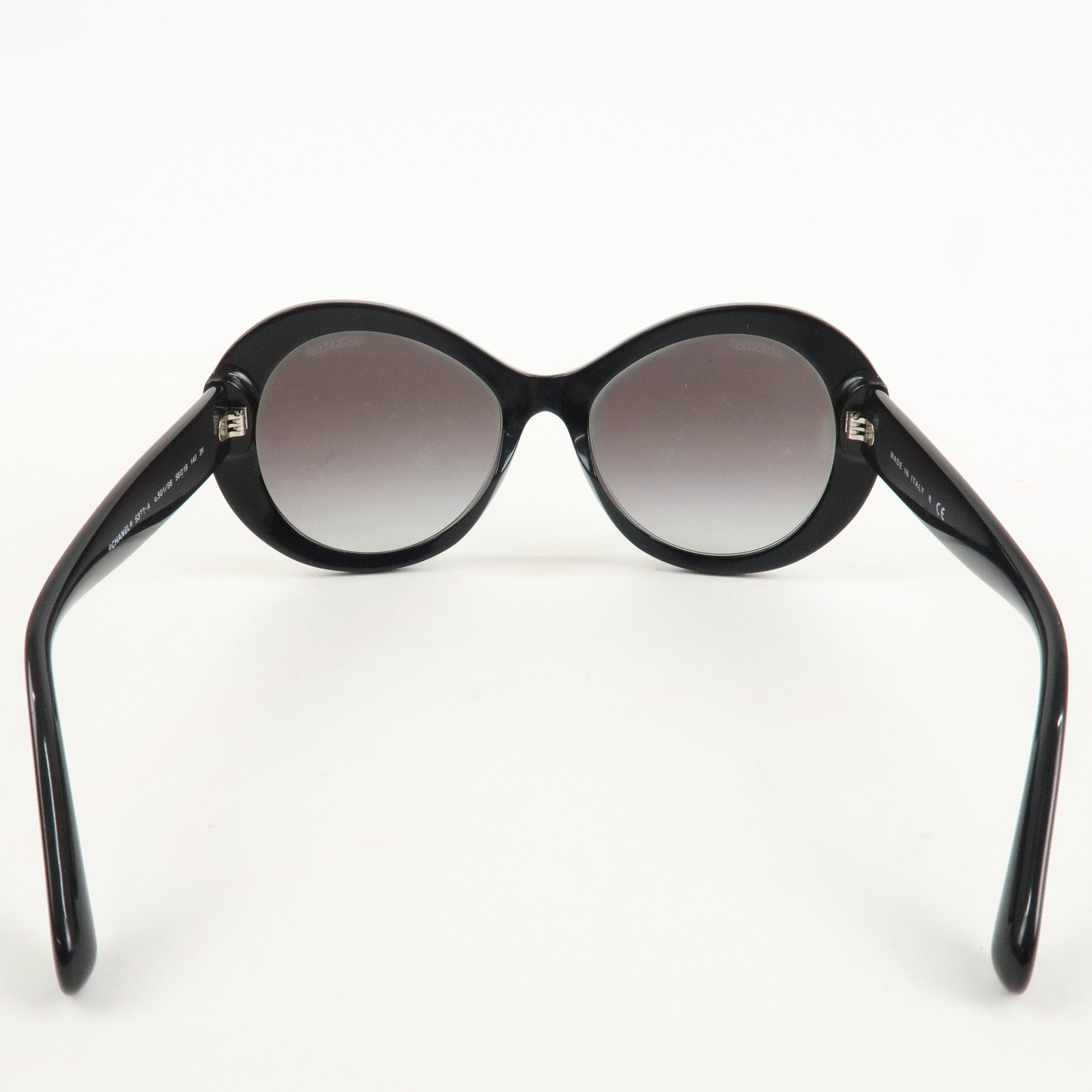 CHANEL COCO Mark Plastic Sunglasses 56□19 Black 5372-A Used