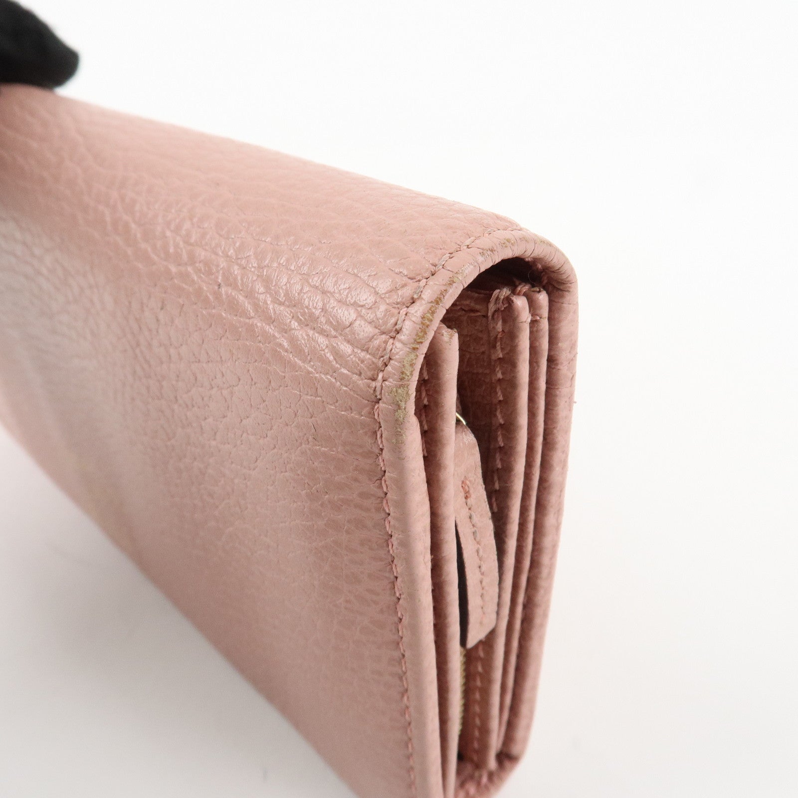 GUCCI Set of 3 Leather Long Wallet Round Zippy Wallet Bi-fold Wallet Dark Brown Pink Used