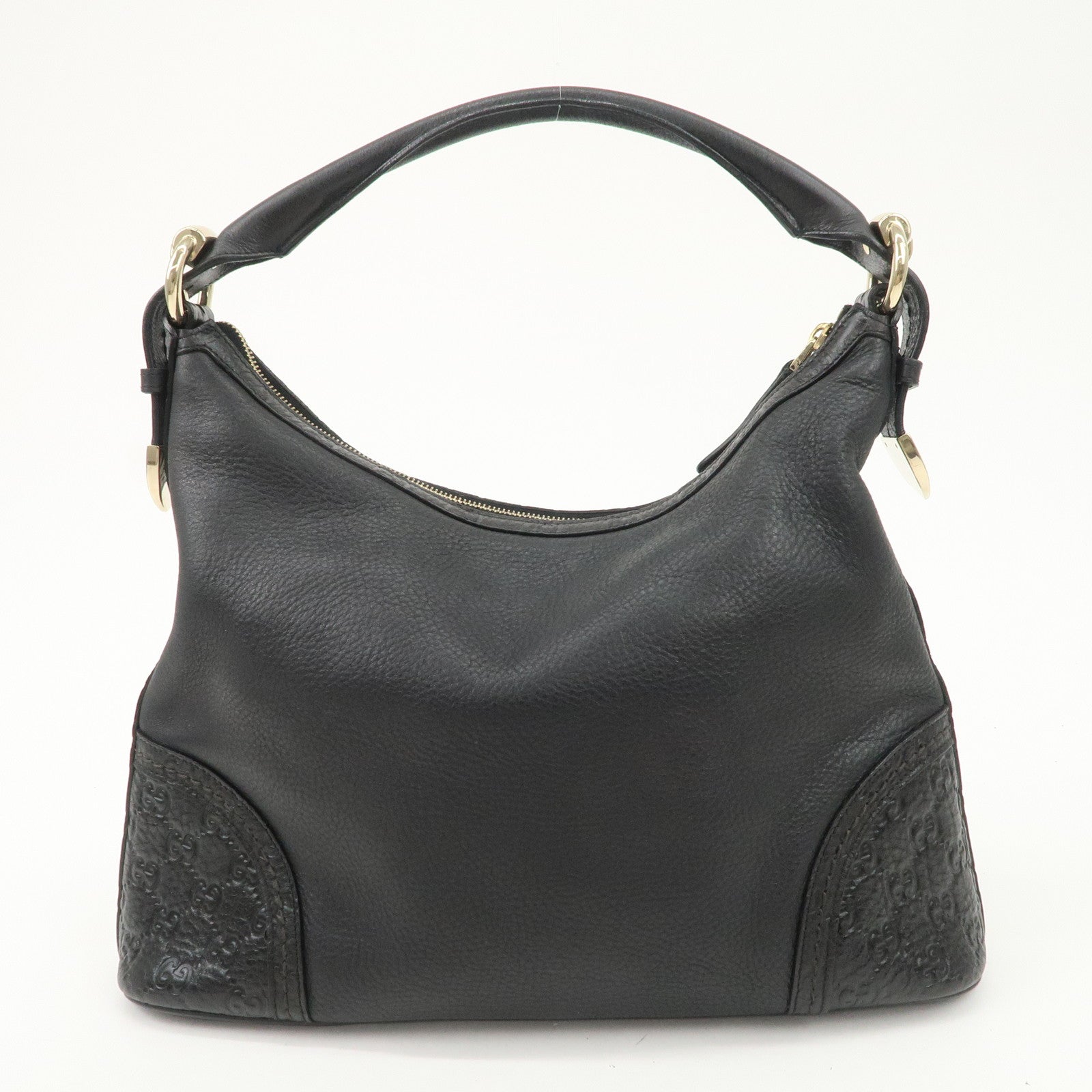 GUCCI Guccissima Leather Shoulder Bag Hand Bag Black 181515 Used