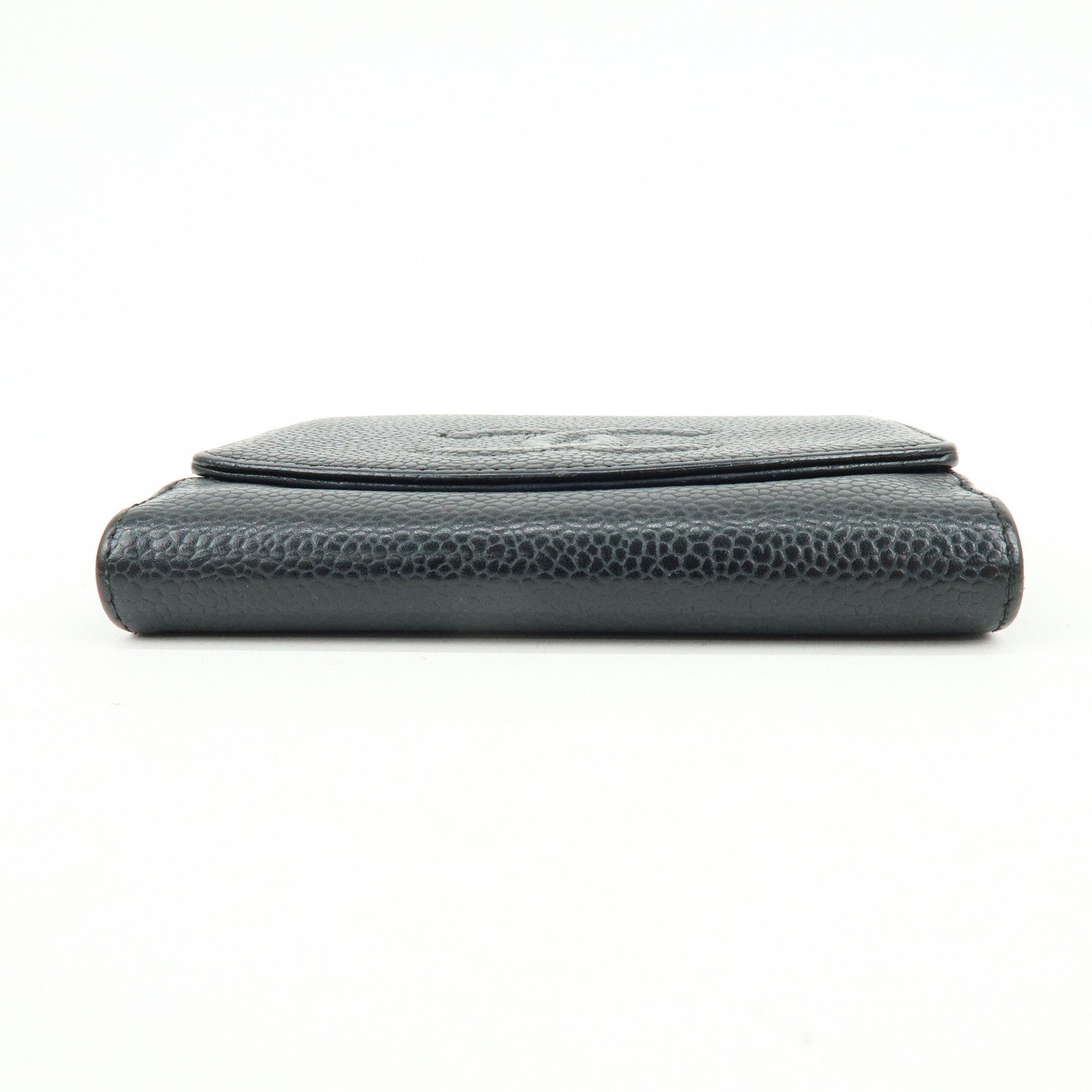 CHANEL COCO Mark Caviarskin Compact Bi-fold Wallet Black