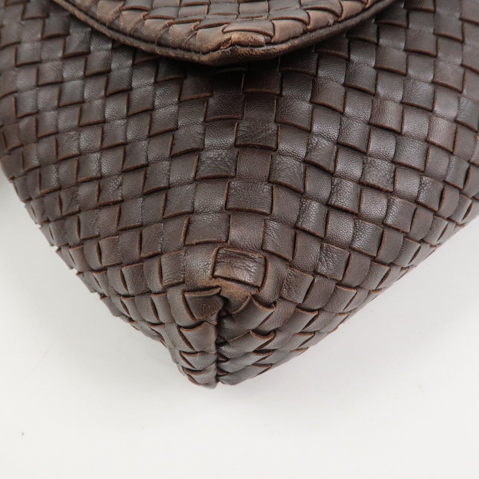BOTTEGA VENETA Intrecciato Leather Shoulder Bag Crossbody Bag Brown