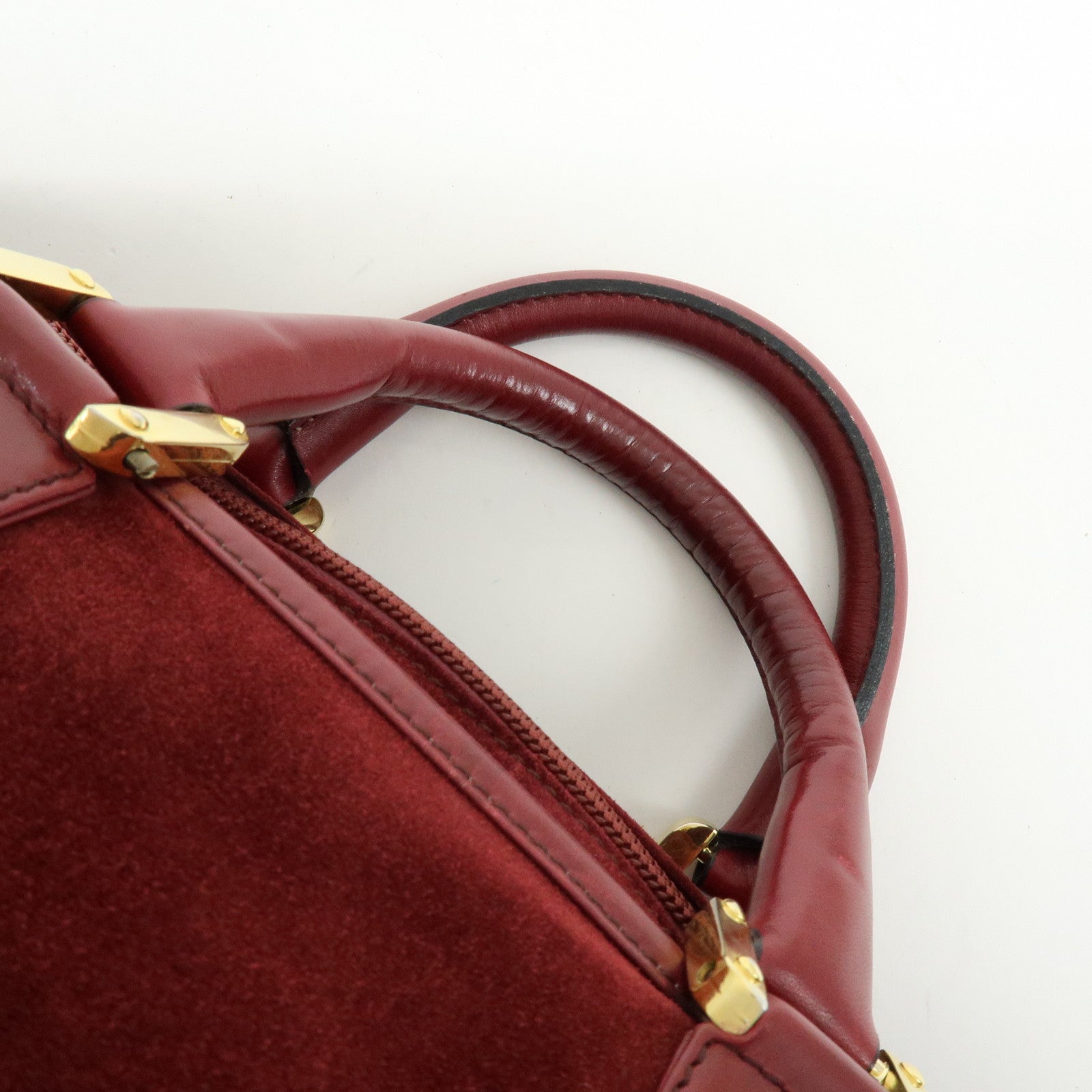 Loewe Anagram Amazona 40 Suede Leather Hand Bag Red Brown