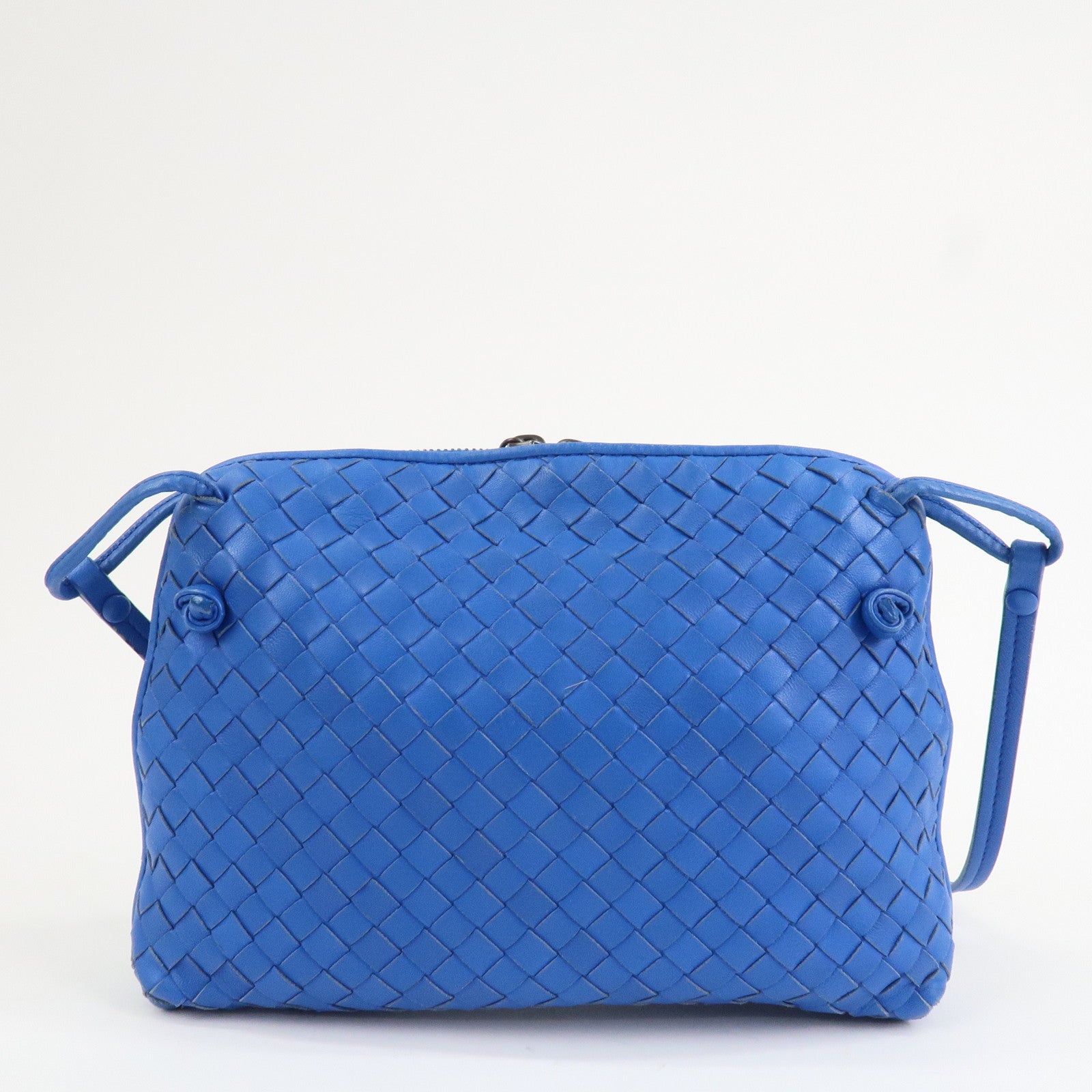 BOTTEGA VENETA Intrecciato Leather Shoulder Bag Blue