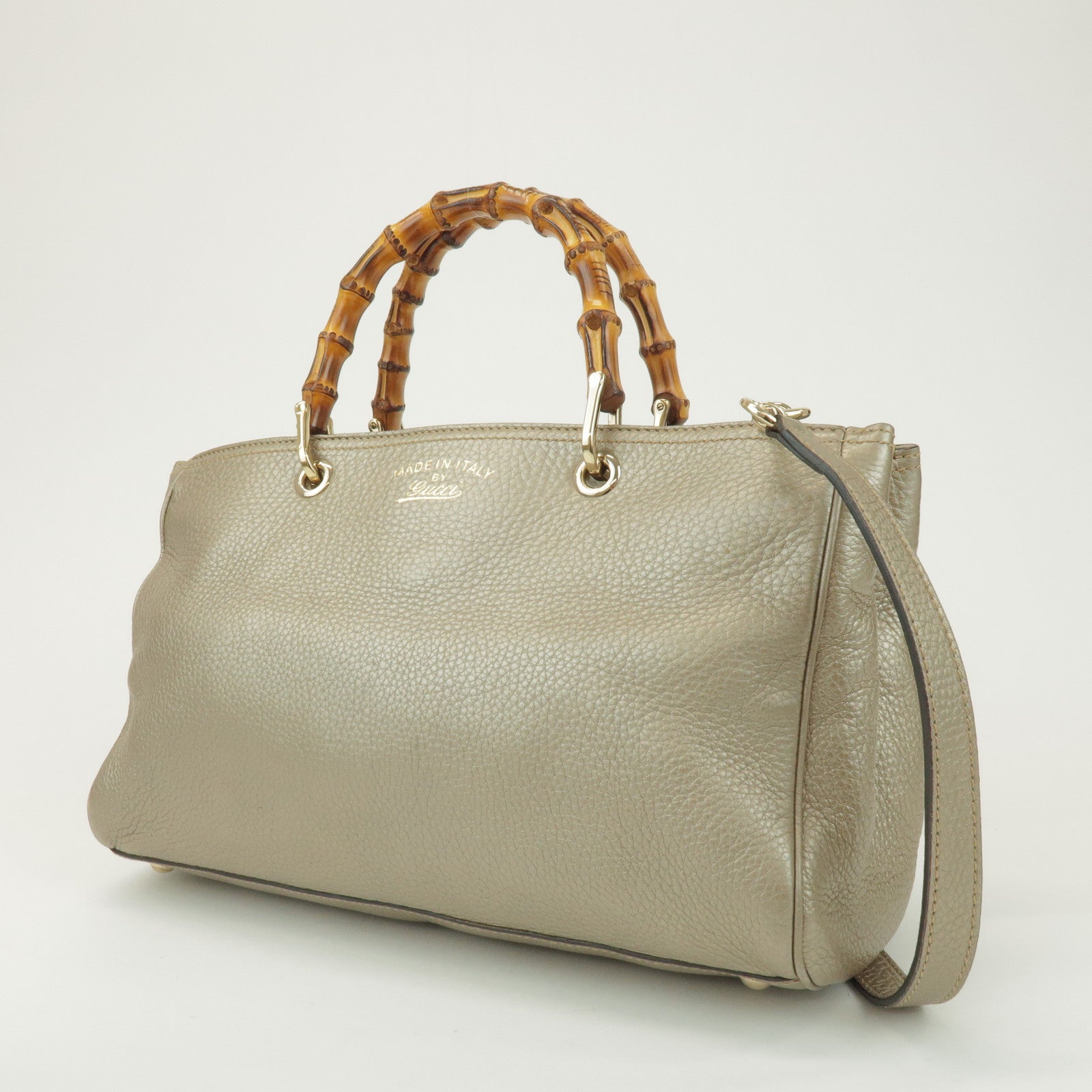 GUCCI Bamboo Shopper Medium 2Way Bag Shoulder Bag Gold 323660