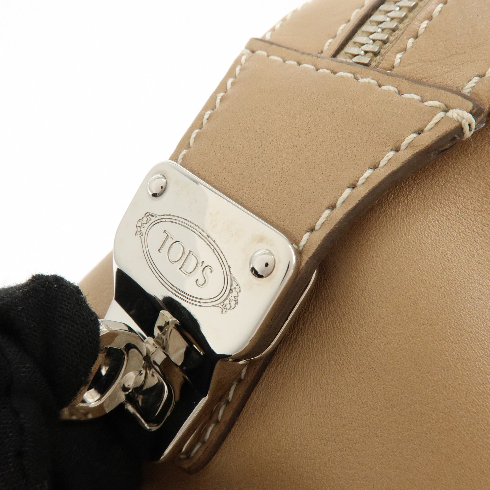 TOD'S D-Cube Leather 2Way Bag Hand Bag Shoulder Bag Beige