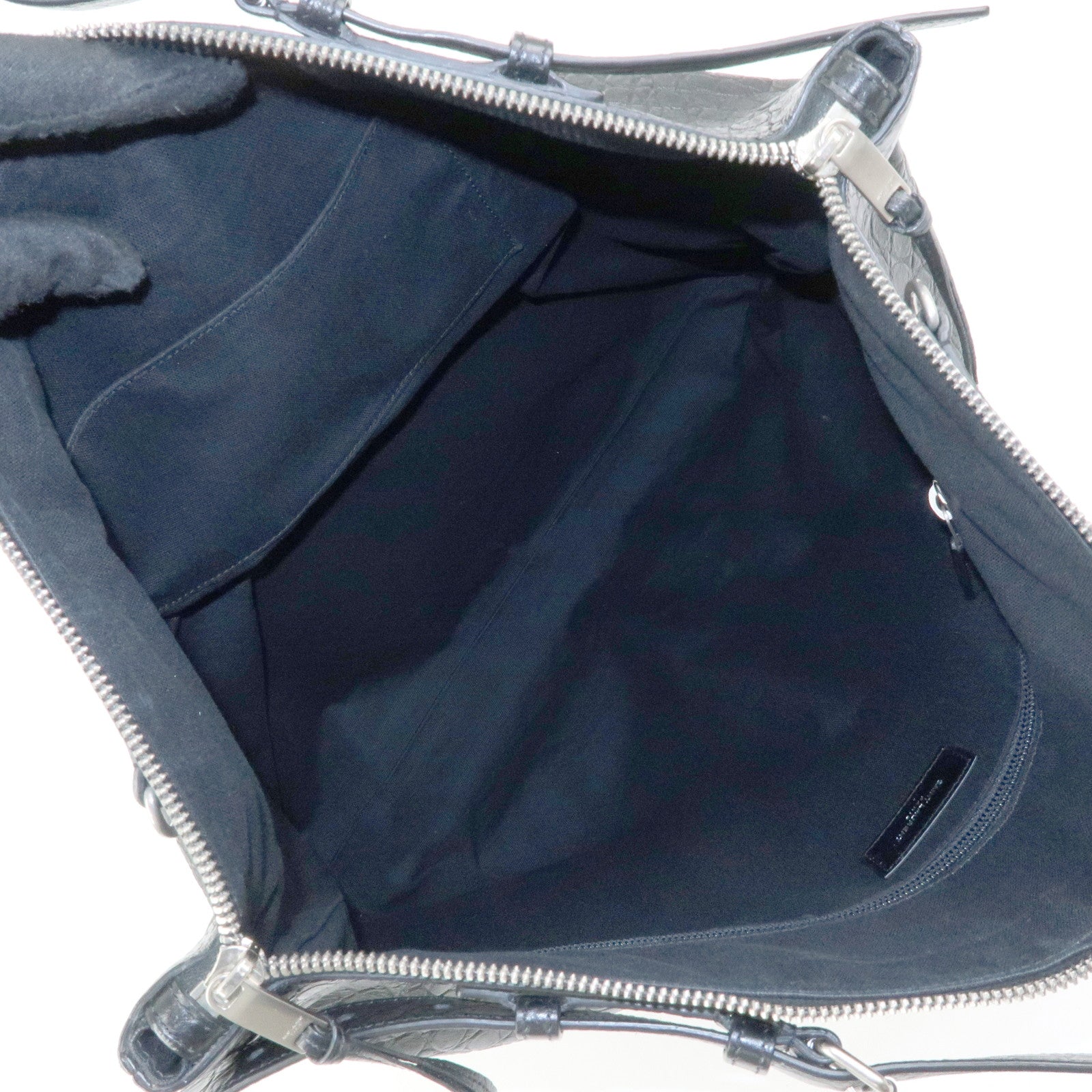 SAINT LAURENT PARIS Embossed Leather 2Way Shoulder Bag Black 504873