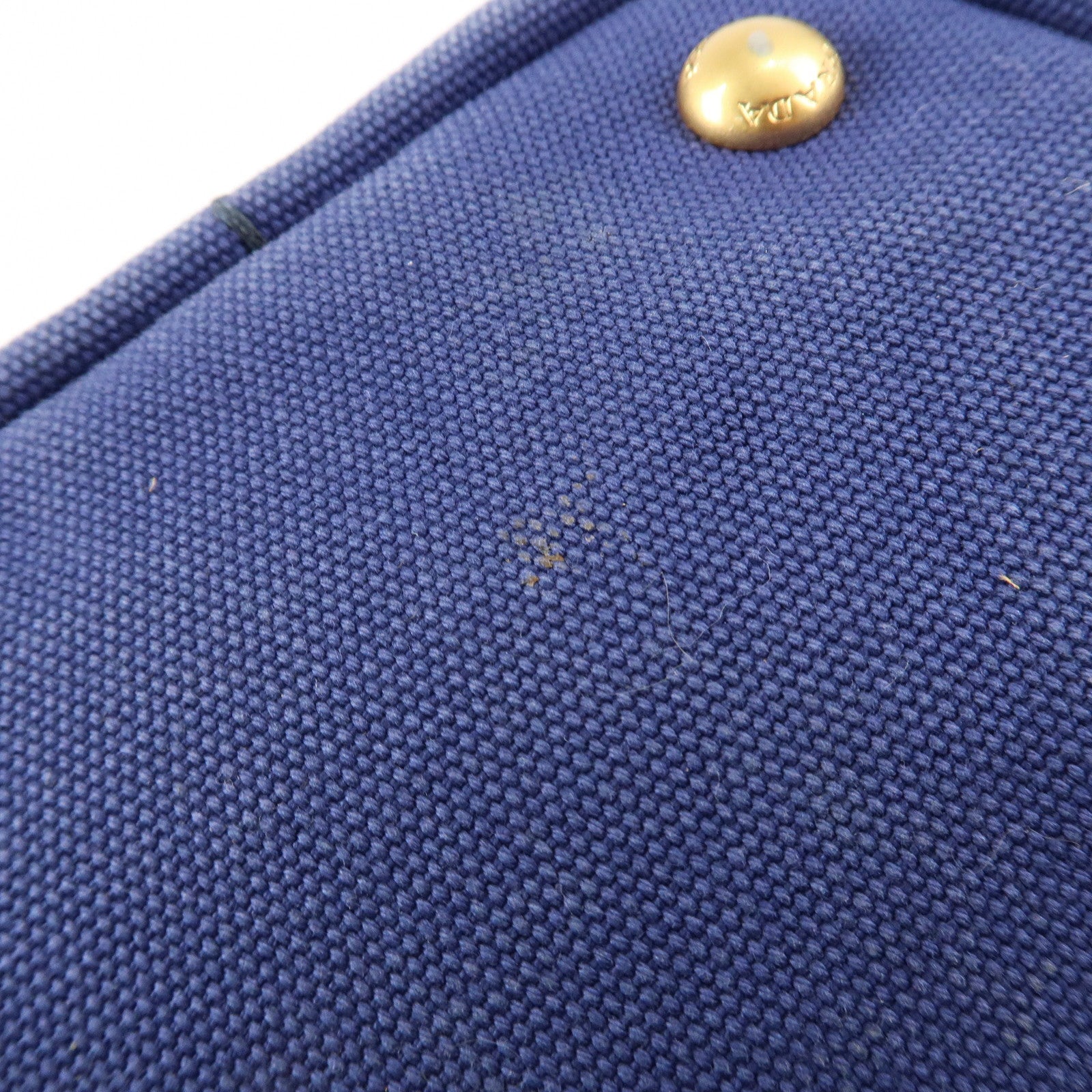 PRADA Logo Canapa Canvas 2Way Tote Bag Hand Bag Navy B2642B Used