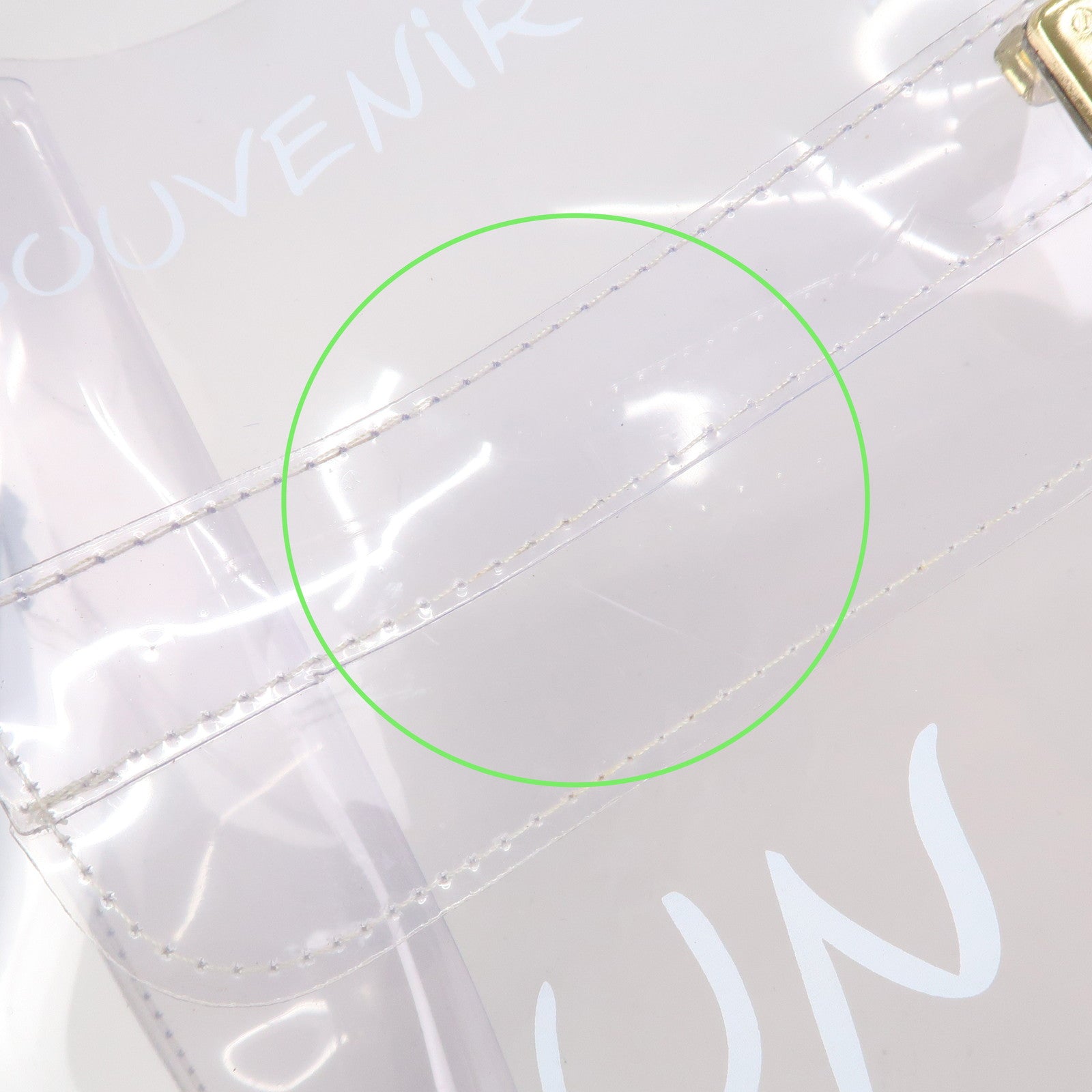 HERMES Kelly Vinyl Hand Bag Clear Gold