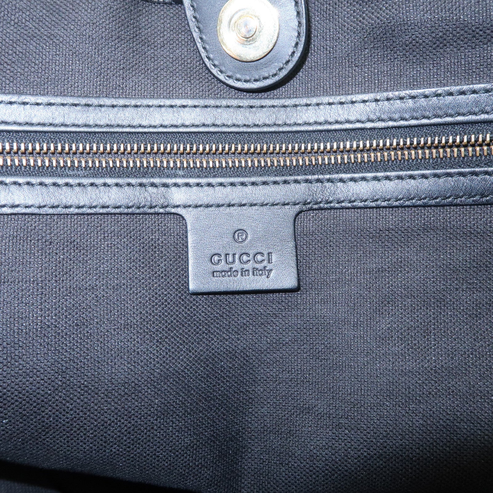GUCCI Horsebit Logo Suede Leather Tote Bag Hand Bag Black 305585