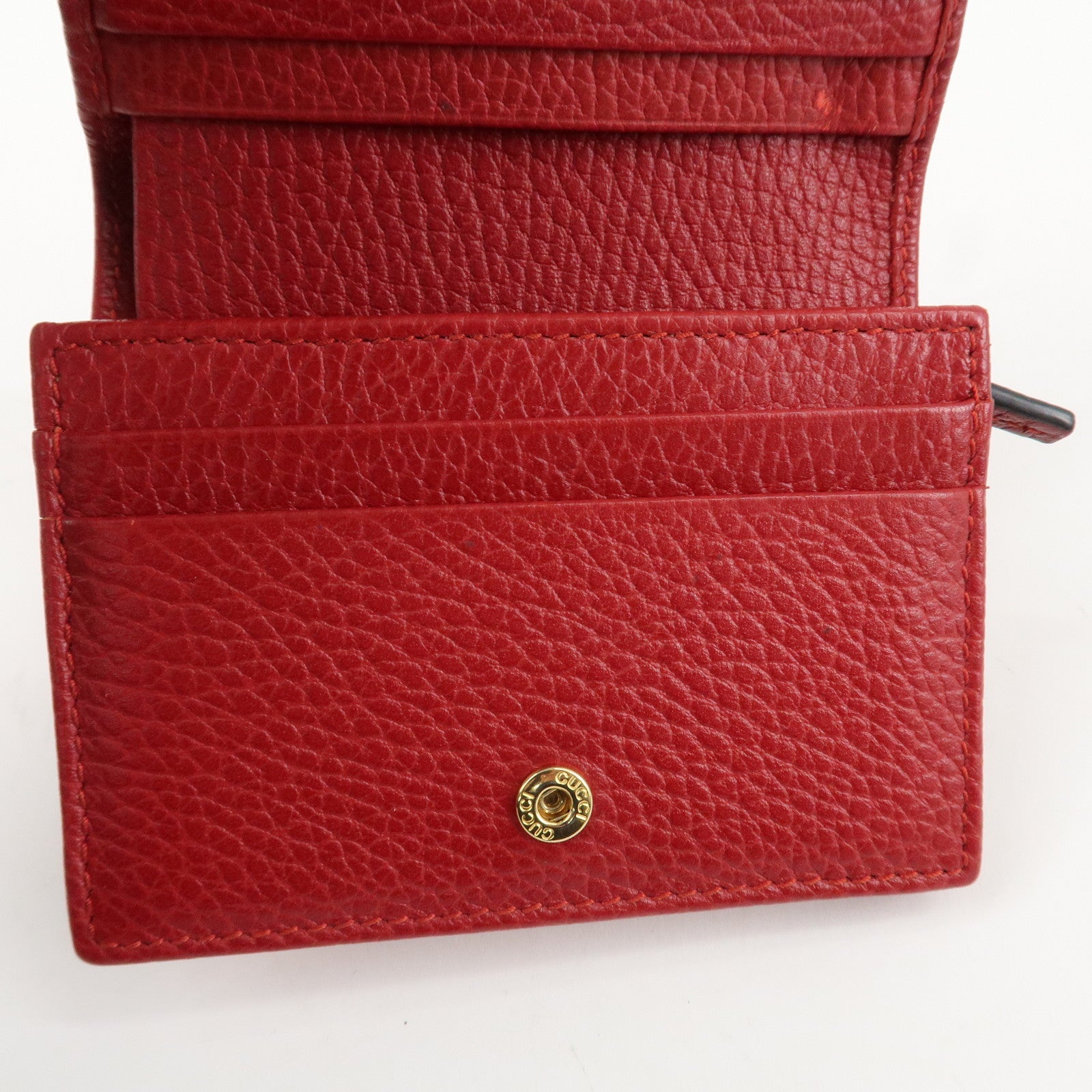 GUCCI GG Marmont Leather Bi-Fold Wallet Red 456126 Used