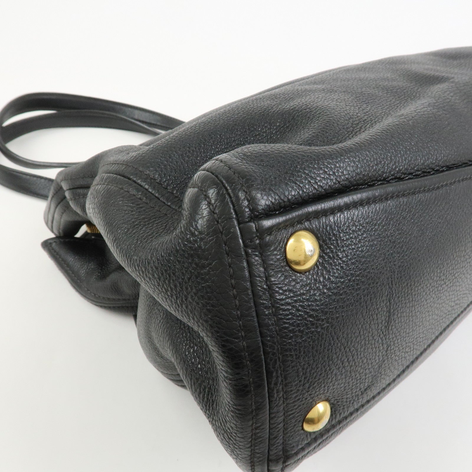 MIU MIU Logo Leather 2Way Bag Shoulder Bag Hand Bag Black RR1901