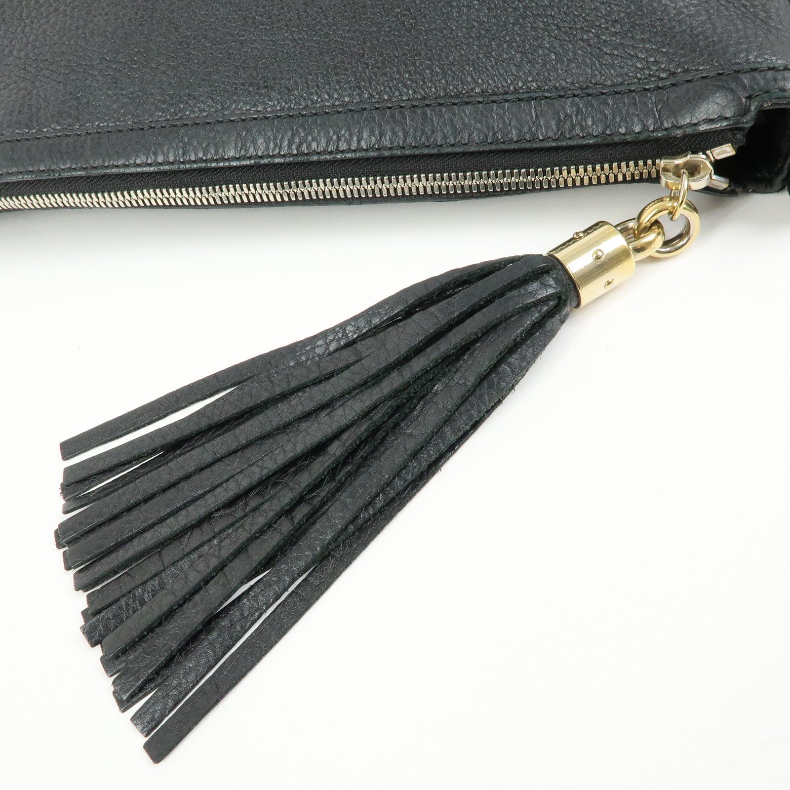 GUCCI SOHO Interlocking G Leather Shoulder Bag Tassel Black 308361