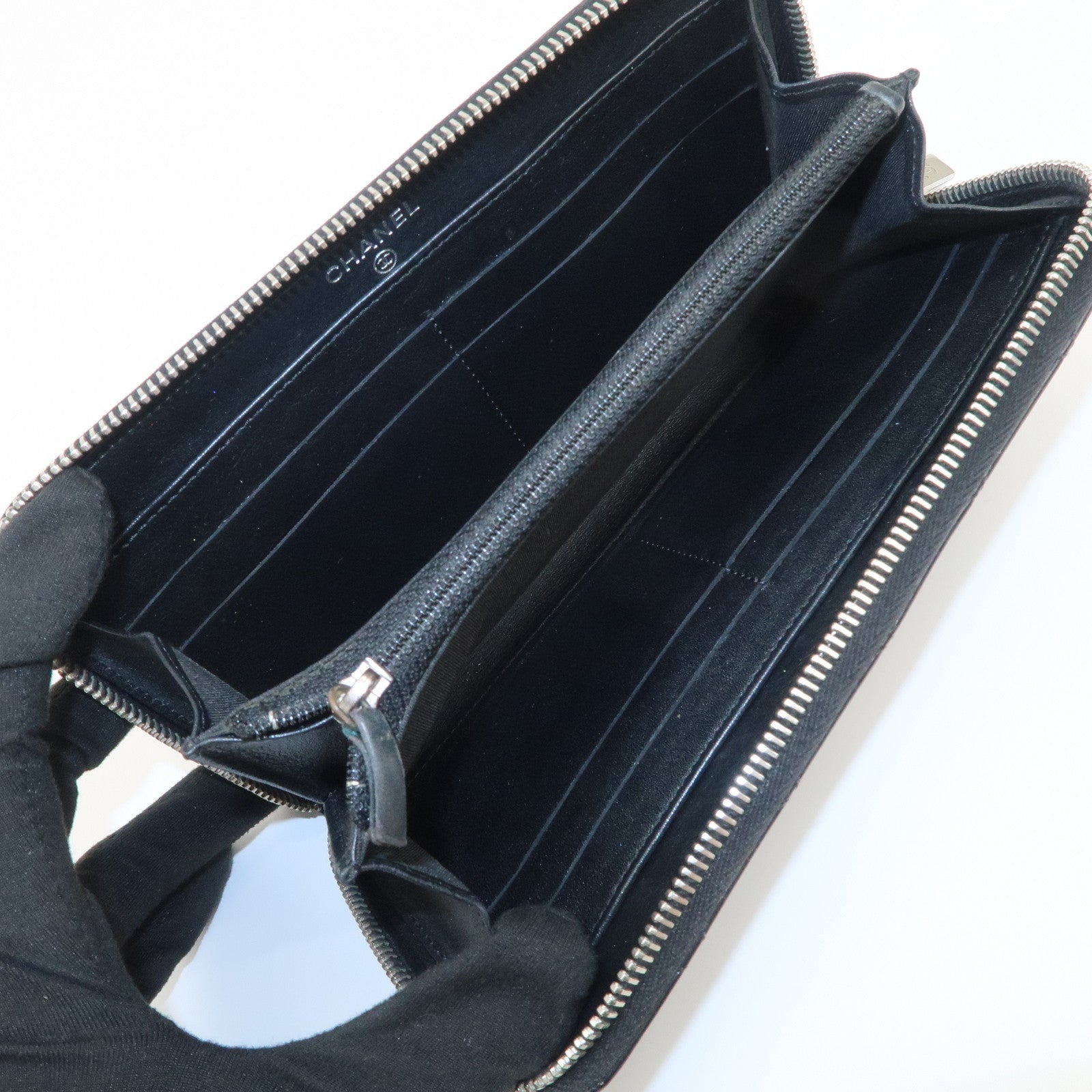 CHANEL COCO Mark Brilliant Matelasse Zippy Long Wallet Black A50106