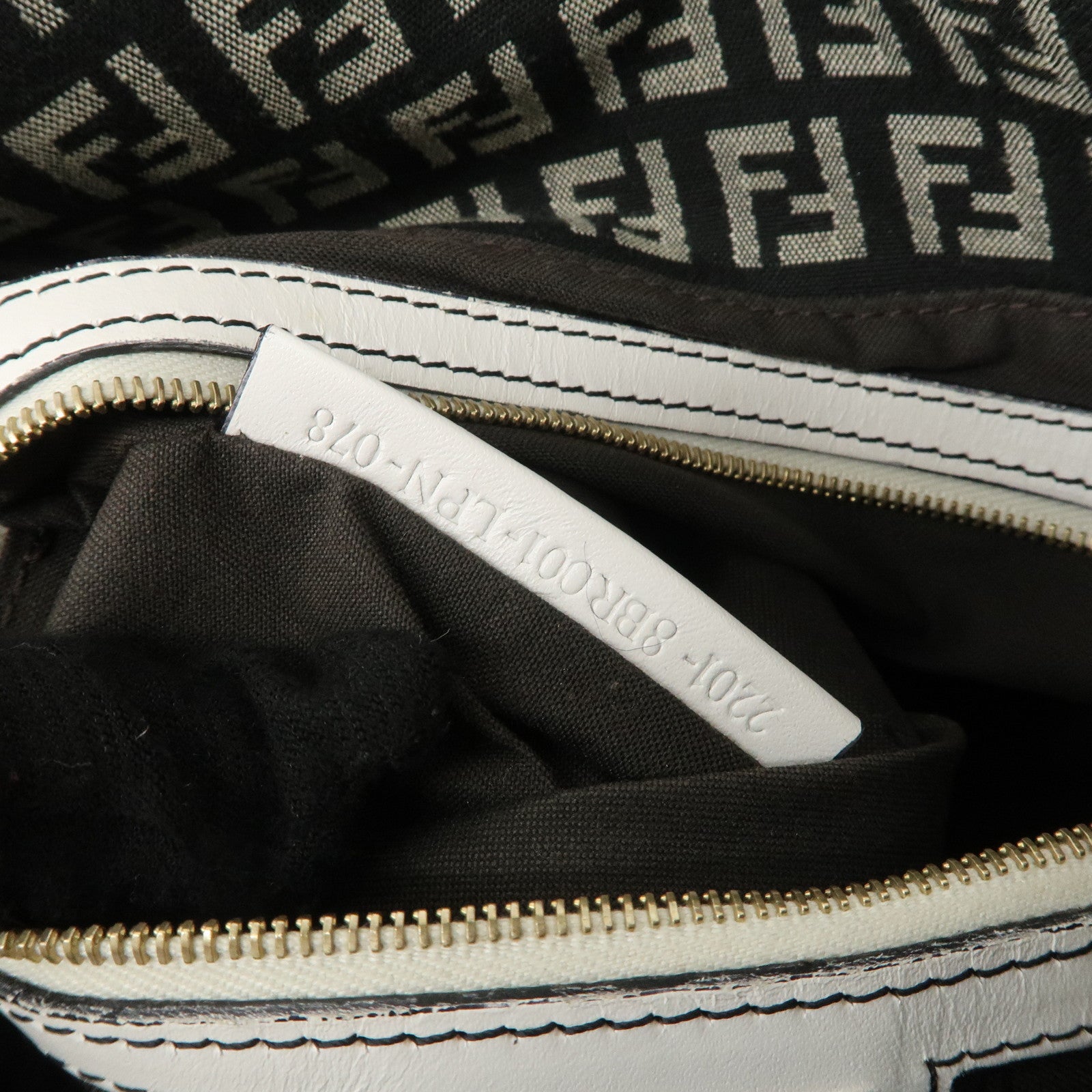 FENDI Mamma Baguette Zucchino Leather Canvas Shoulder Bag 8BR001 Used