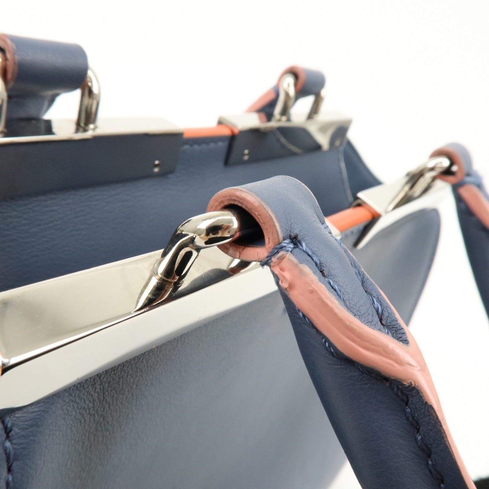 FENDI 3Jours Leather 2Way Bag Hand Bag Shoulder Bag Blue 8BH333