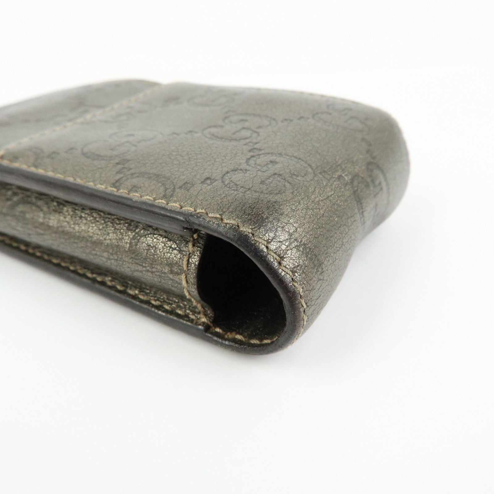 GUCCI Guccissima Leather Cigarette Case Gunmetal 181716