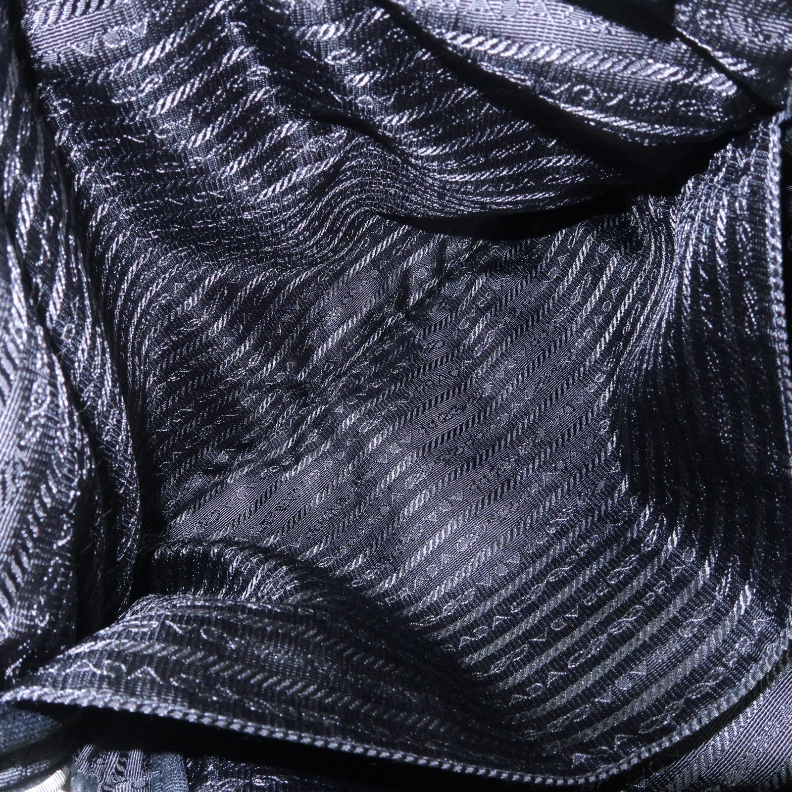 PRADA Triangle Logo Lamb Skin Canvas Shoulder Crossbody Bag Black