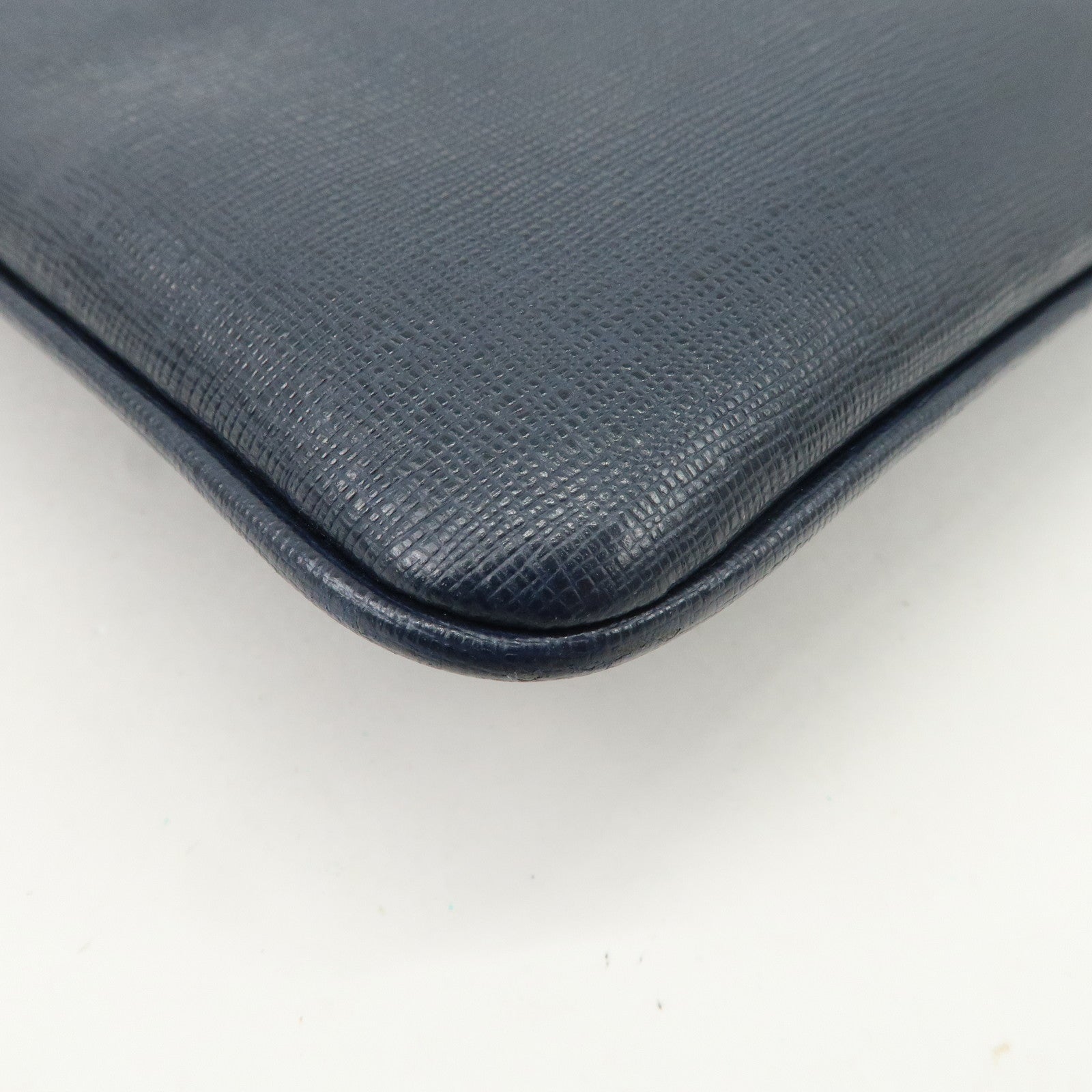 FENDI Logo Leather Shoulder Bag Crossbody Bag Navy 7VA357 Used