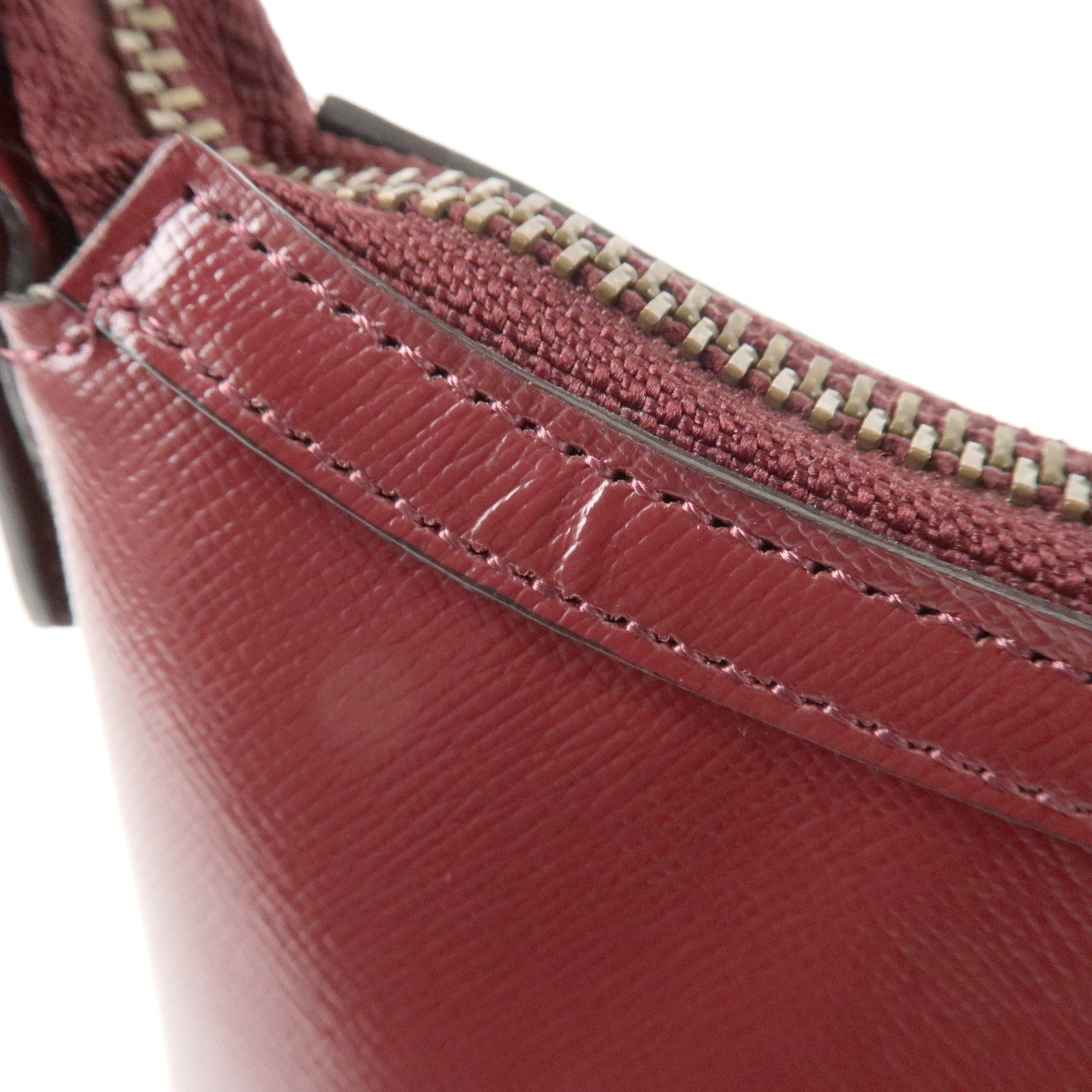 BURBERRY Logo Leather Shoulder Bag Hand Bag Bordeaux Gold Hardware Used