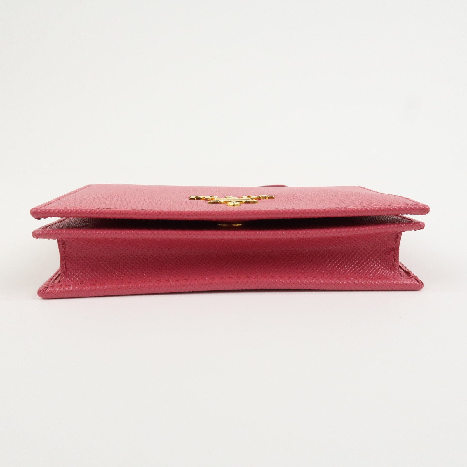PRADA Saffiano Leather Logo Card Case Card Holder Pink 1M1439