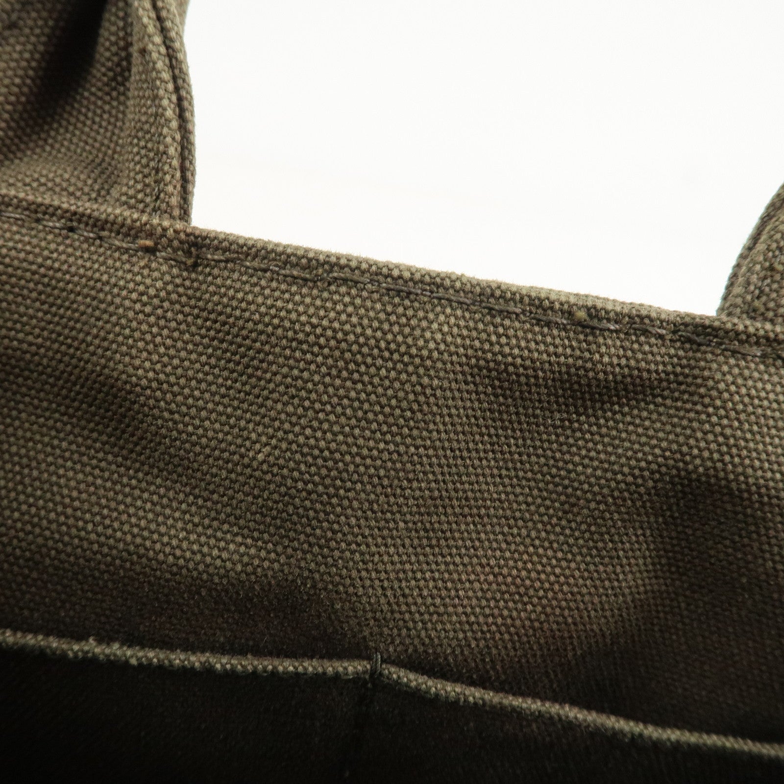 PRADA Logo Canapa Mini Canvas Tote Bag Hand Bag Khaki BN2439