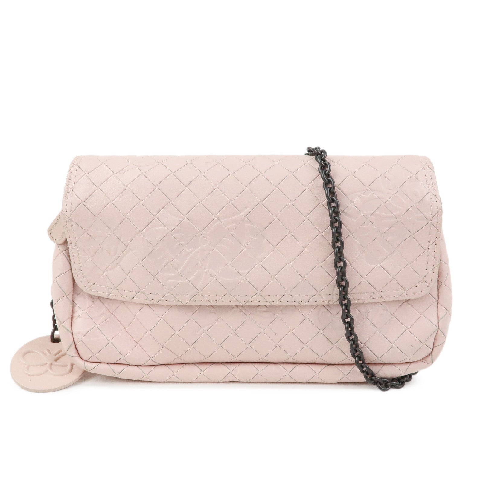 BOTTEGA VENETA Intreccio Mirage Chain Shoulder Bag Light Pink