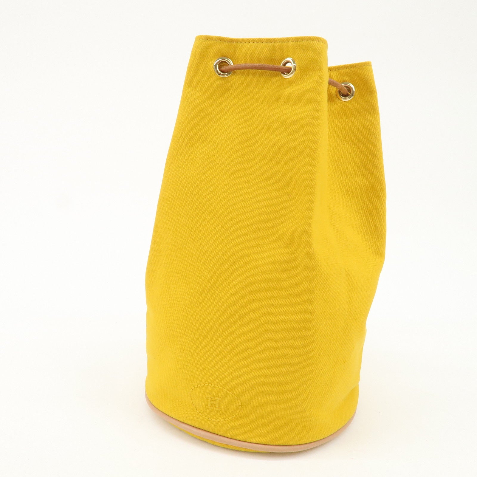 HERMES Porochon Mimil Canvas Leather PM Shoulder Bag Yellow