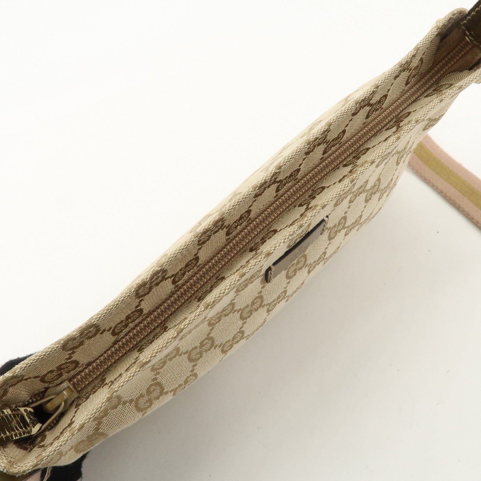 GUCCI Sherry GG Canvas Leather Shoulder Bag Pink Beige 189749 Used